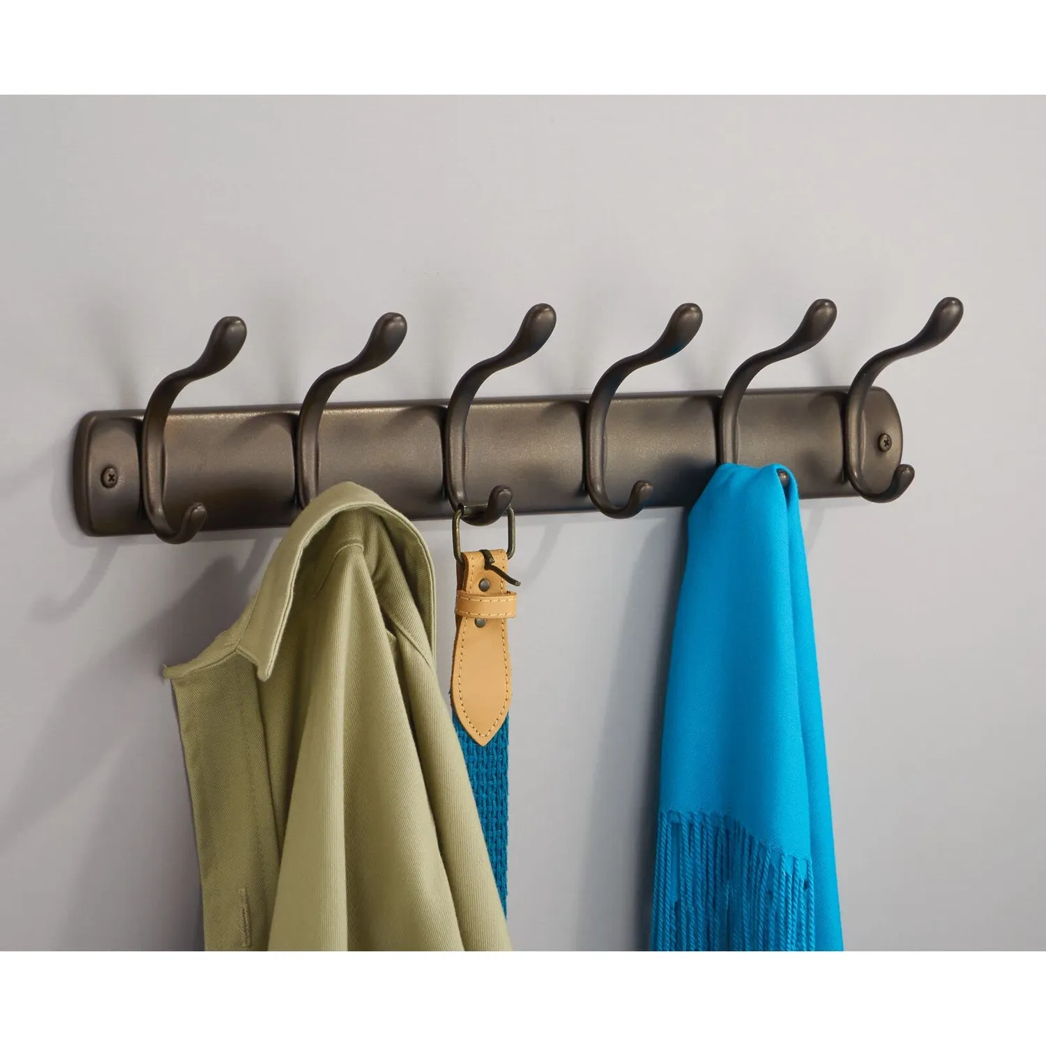 mDesign Hakenleiste 6 Haken Bronze Garderobenleiste Metall