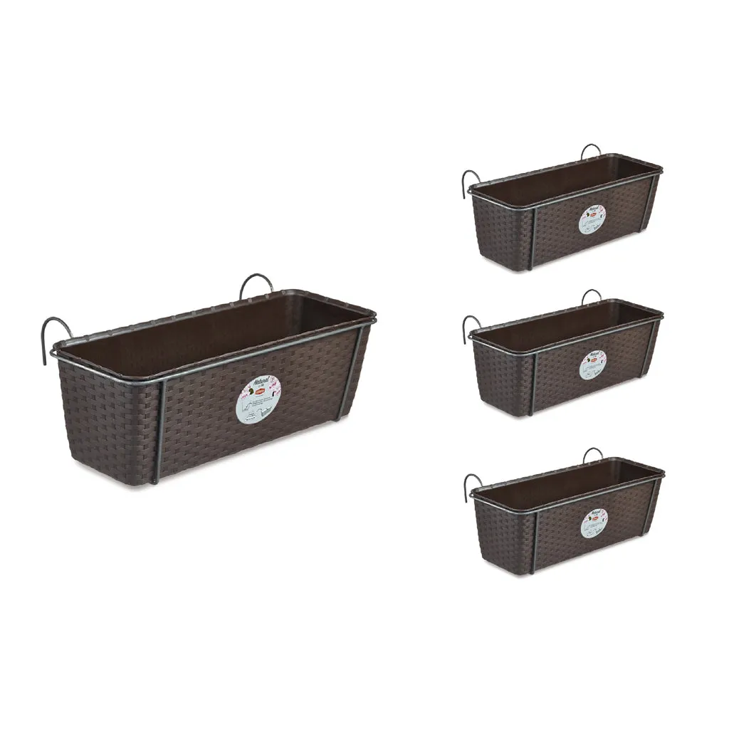 Kreher XL Balkonkasten Blumenkasten 50 cm 4er Set Weiß Rattan
