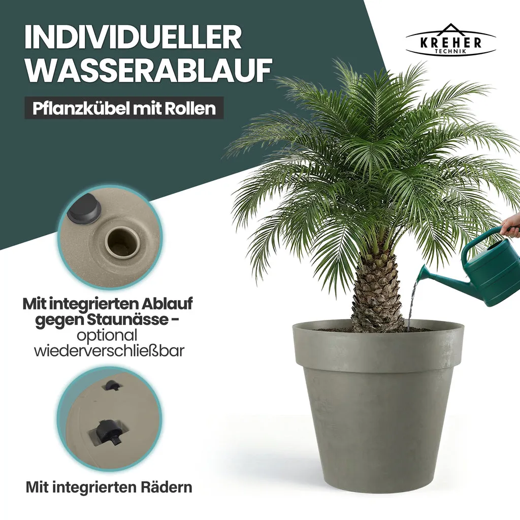 Kreher Like XXL Pflanzkübel braun Ø79 cm rollbar