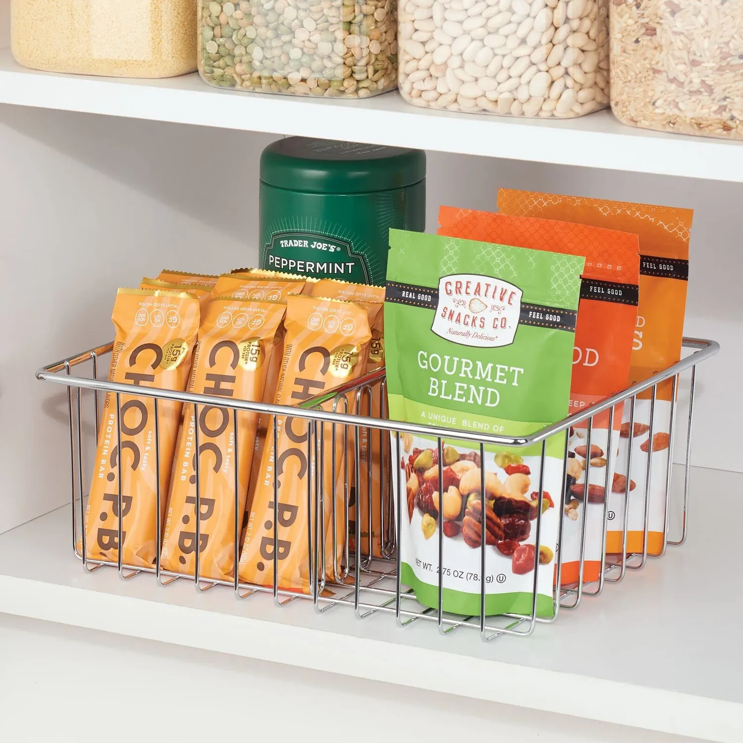 mDesign Deckelhalter Küchen Organizer silberfarben 3 Fächer Metall