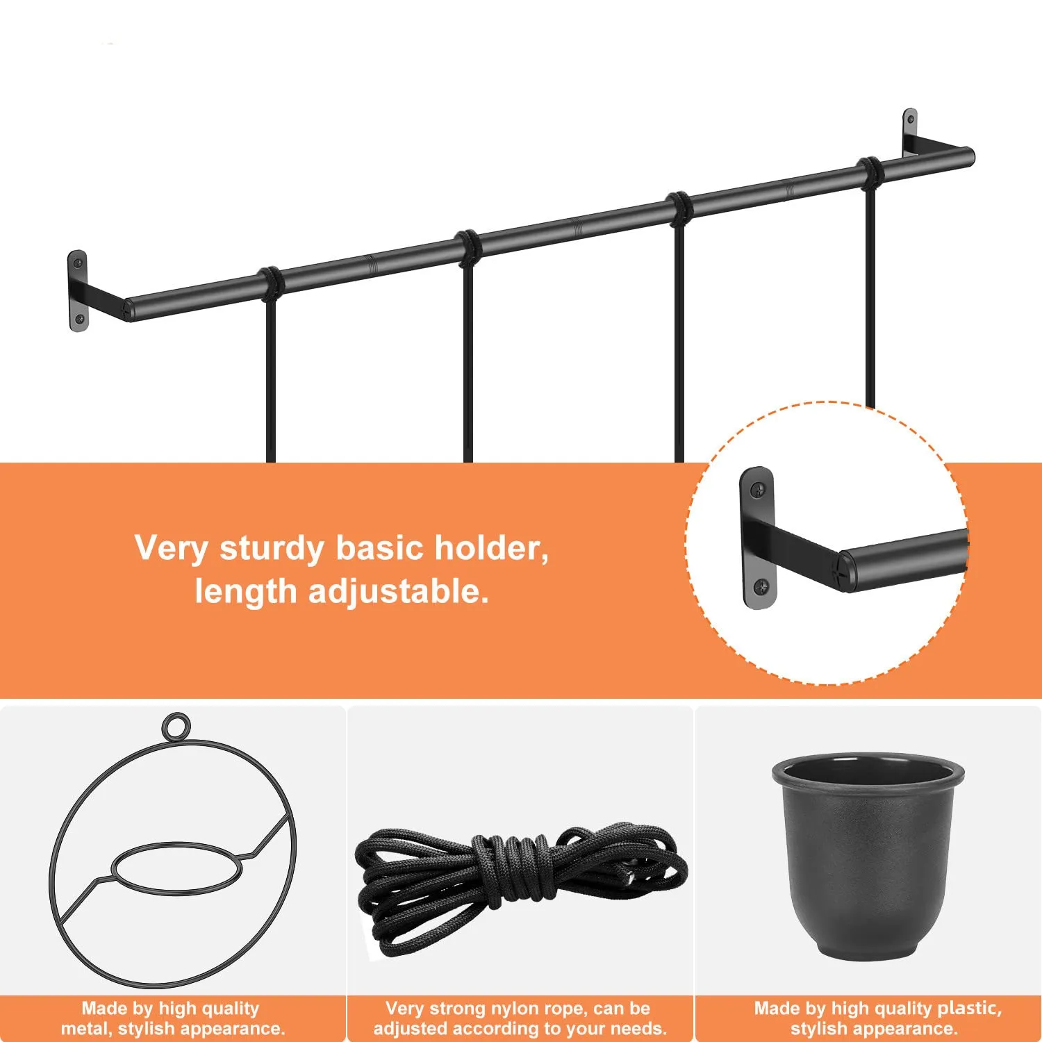 BOMCLAP Hängeblumentopf 4er Set schwarz Melamin