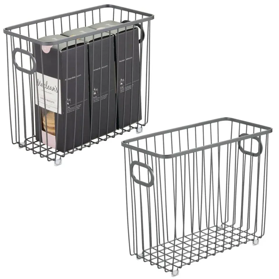 mDesign Küchenkorb Metall 2er-Set dunkelgrau