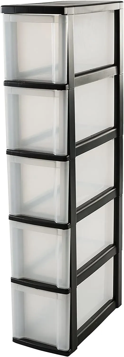 Iris Ohyama NSC-205 Rollcontainer Schwarz 5x10L schmal