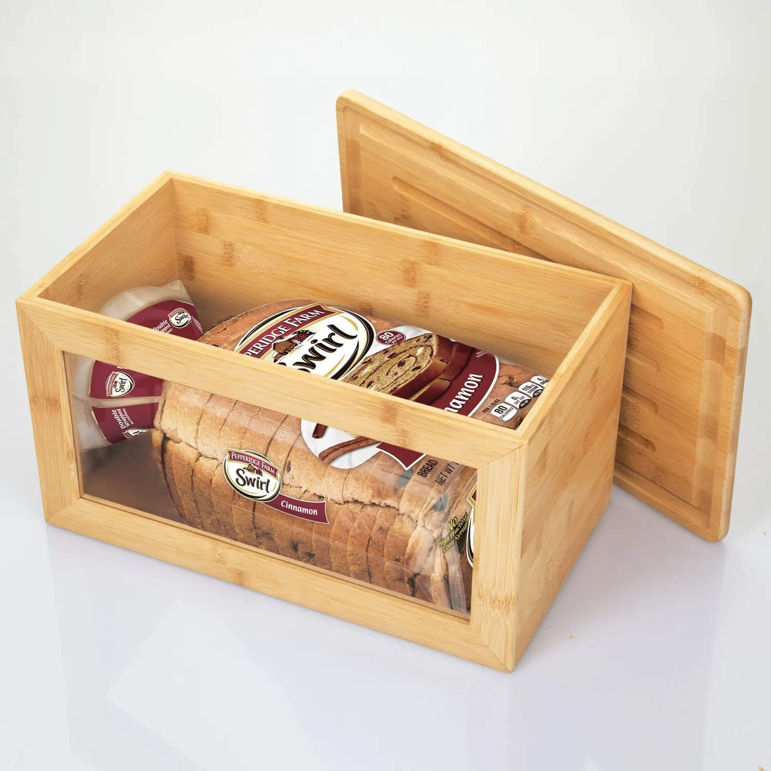 mDesign Brotkasten Holz natur mit Schneidebrett Deckel