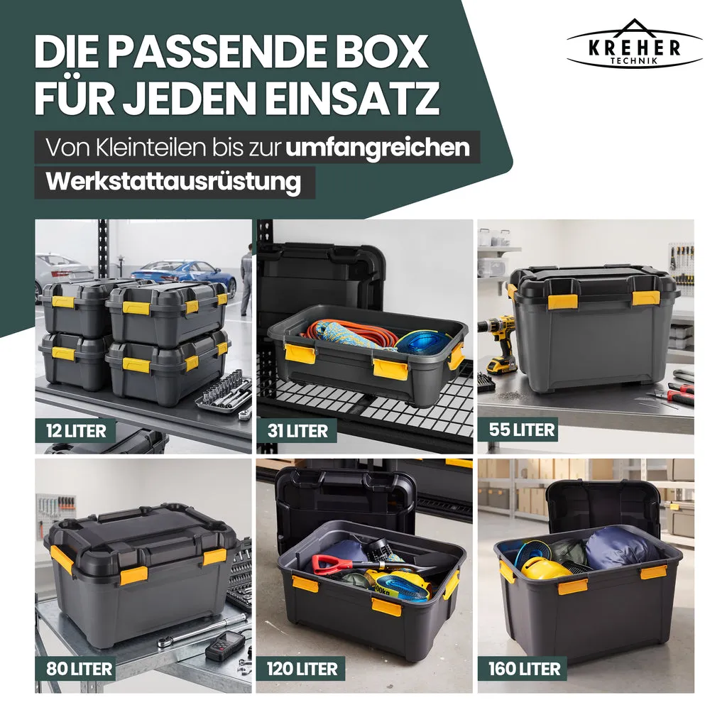 Kreher Bunker Aufbewahrungsbox 18L IP67 mit Deckel schwarz