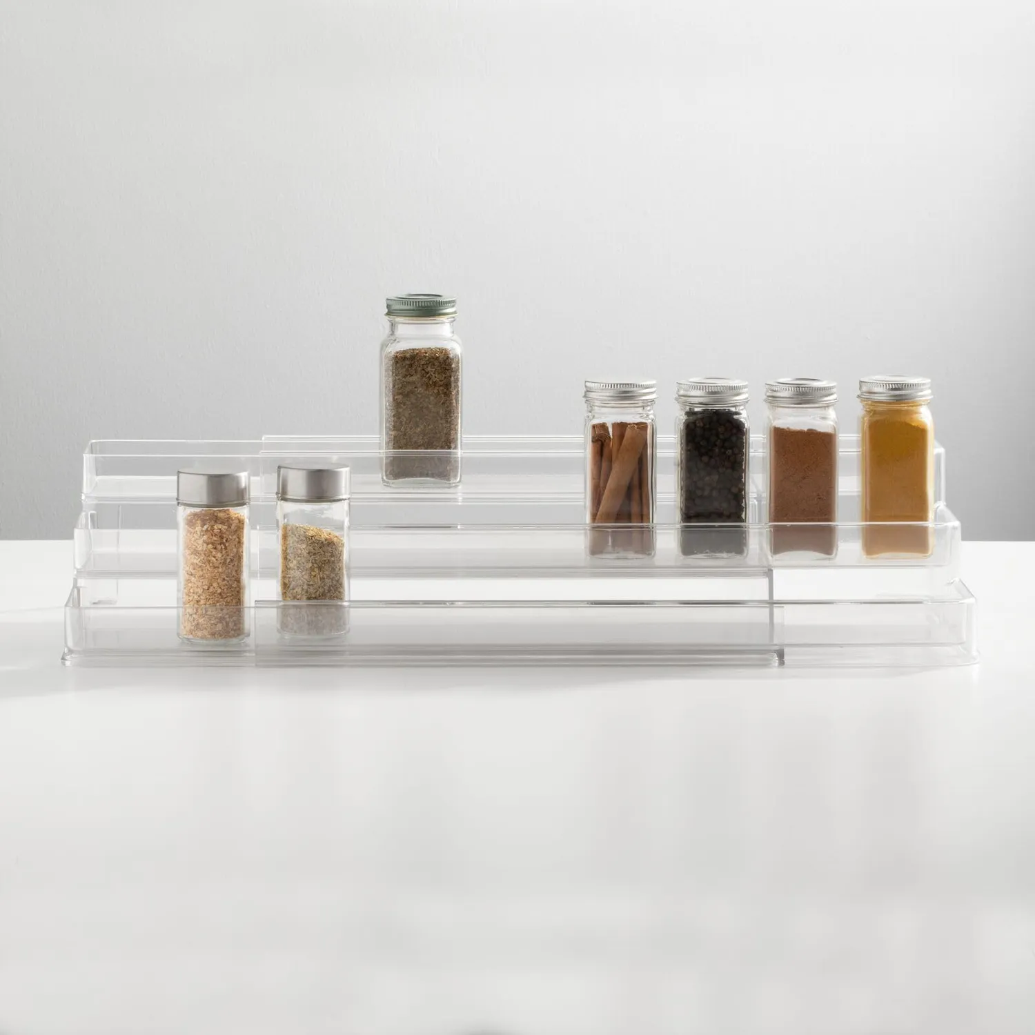 mDesign Gewürzregal 2er-Set Ausziehbar Transparent 3 Ebenen