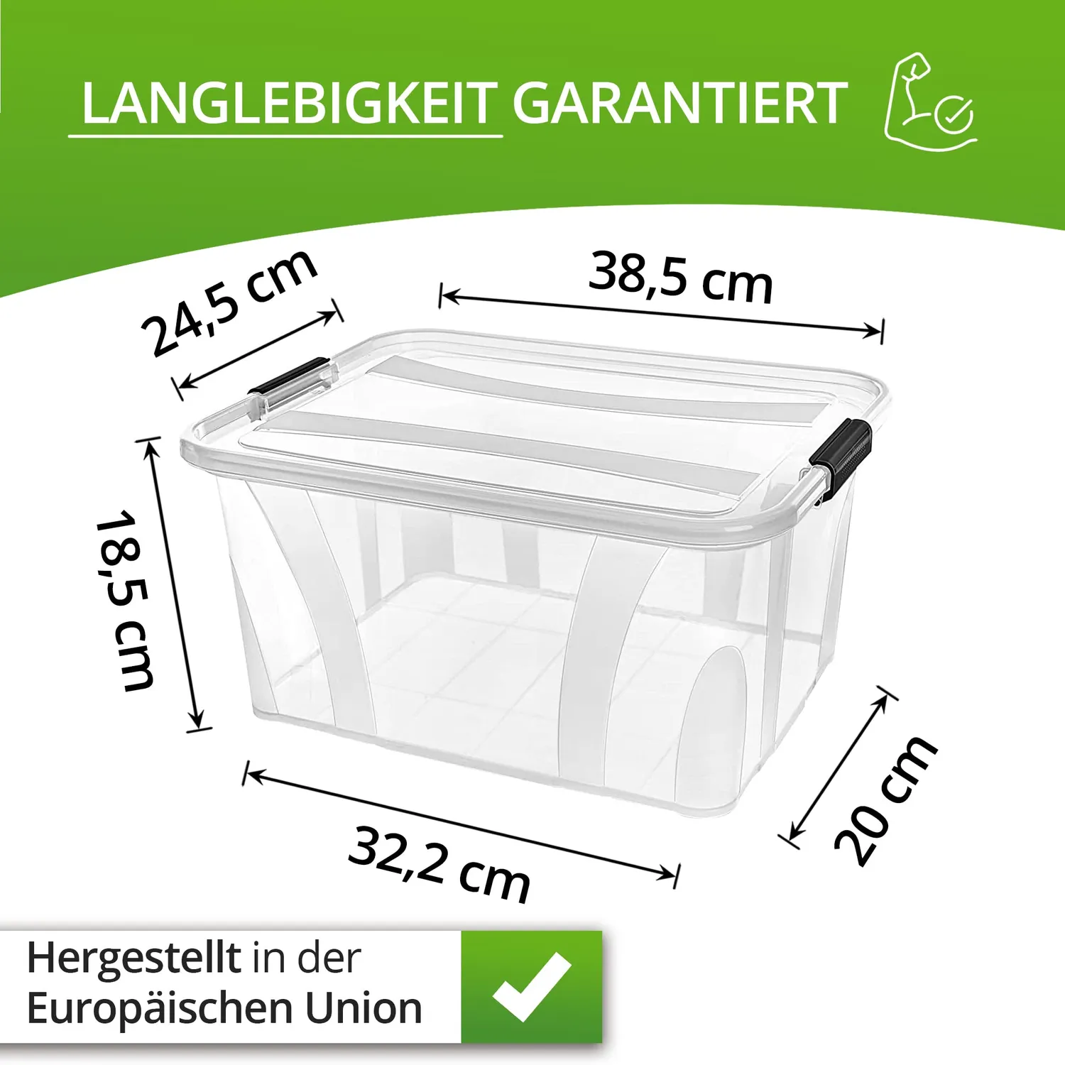astor24 Aufbewahrungsbox mit Deckel 3er 14 Liter transparent