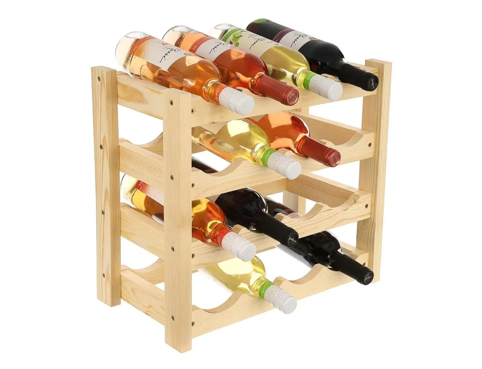 GoodFreshDecor Weinregal Holz für 16 Flaschen 43x24x40 cm Kiefer