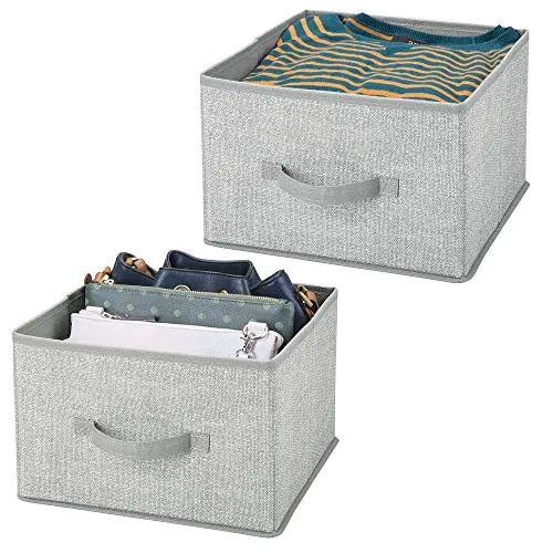 mDesign Aufbewahrungsbox Stoff grau 2er-Set Jute-Optik