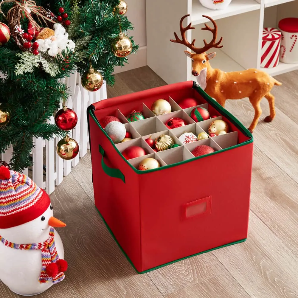 Lifewit Box für 64 Weihnachtskugeln Aufbewahrungsbox Rot stapelbar