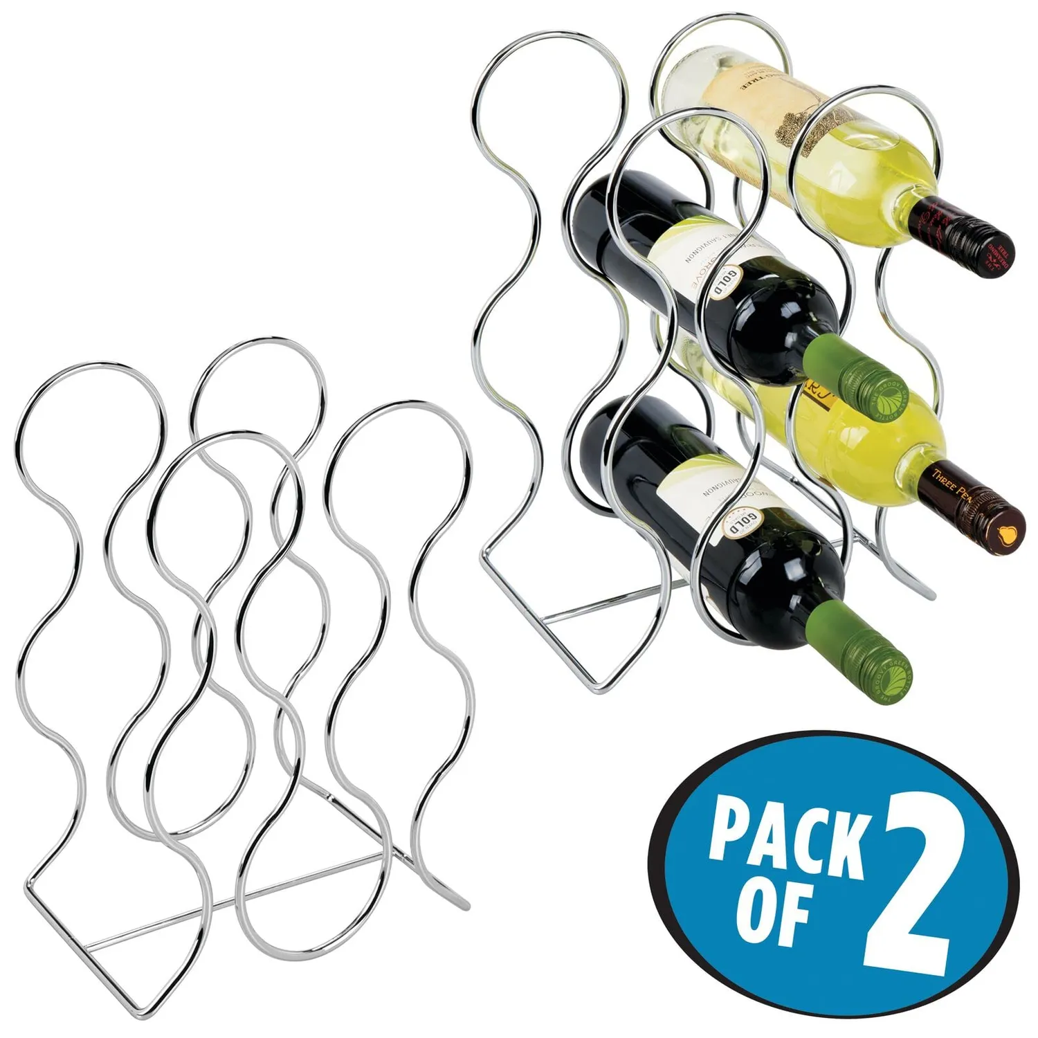 mDesign Weinregal Metall 2er Set 6 Flaschen silber