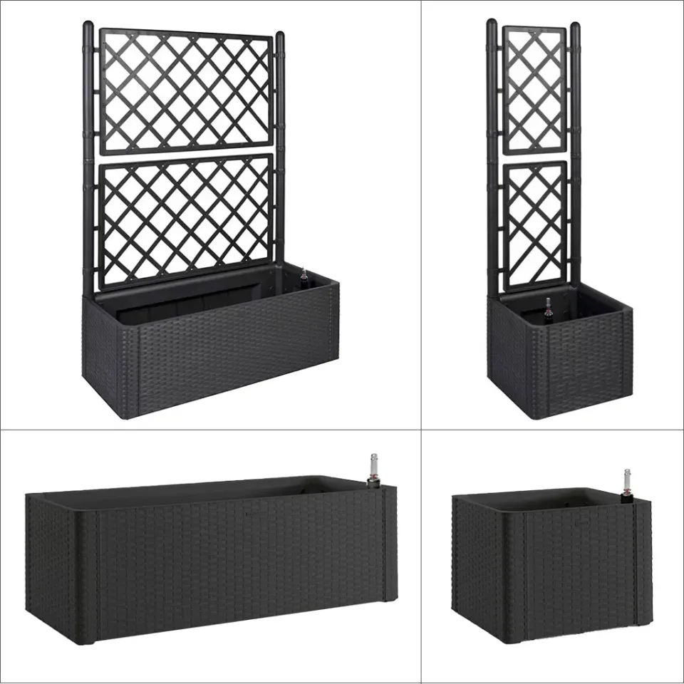 Kreher Spalier Rattan Breit Anthrazit Rankhilfe