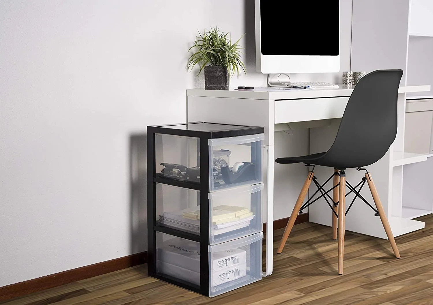 Iris Ohyama A4 Drawer DC-303 Rollcontainer Schwarz 3 Schubladen
