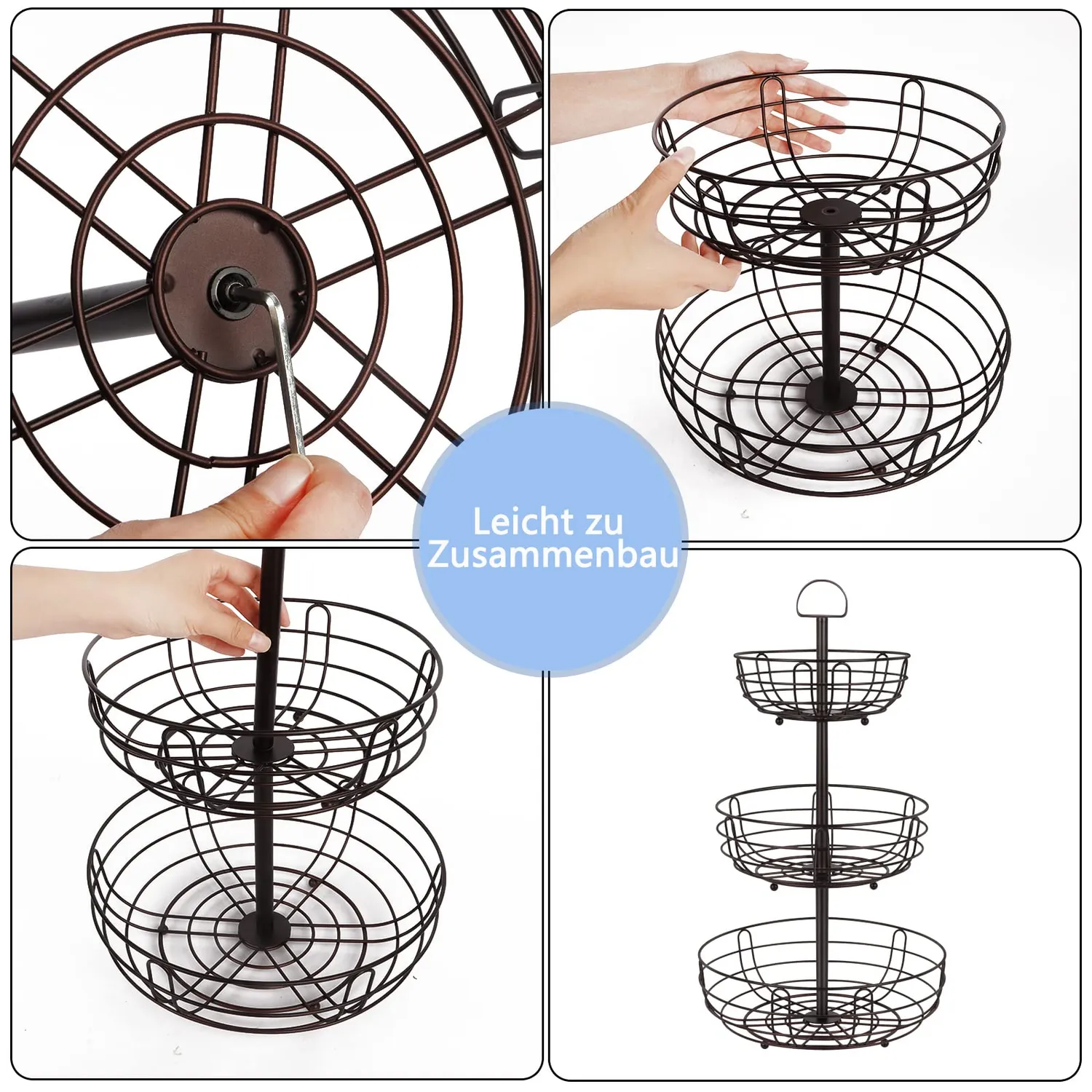 BOMCLAP Obstkorb Etagere 3-stöckig Metall bronze