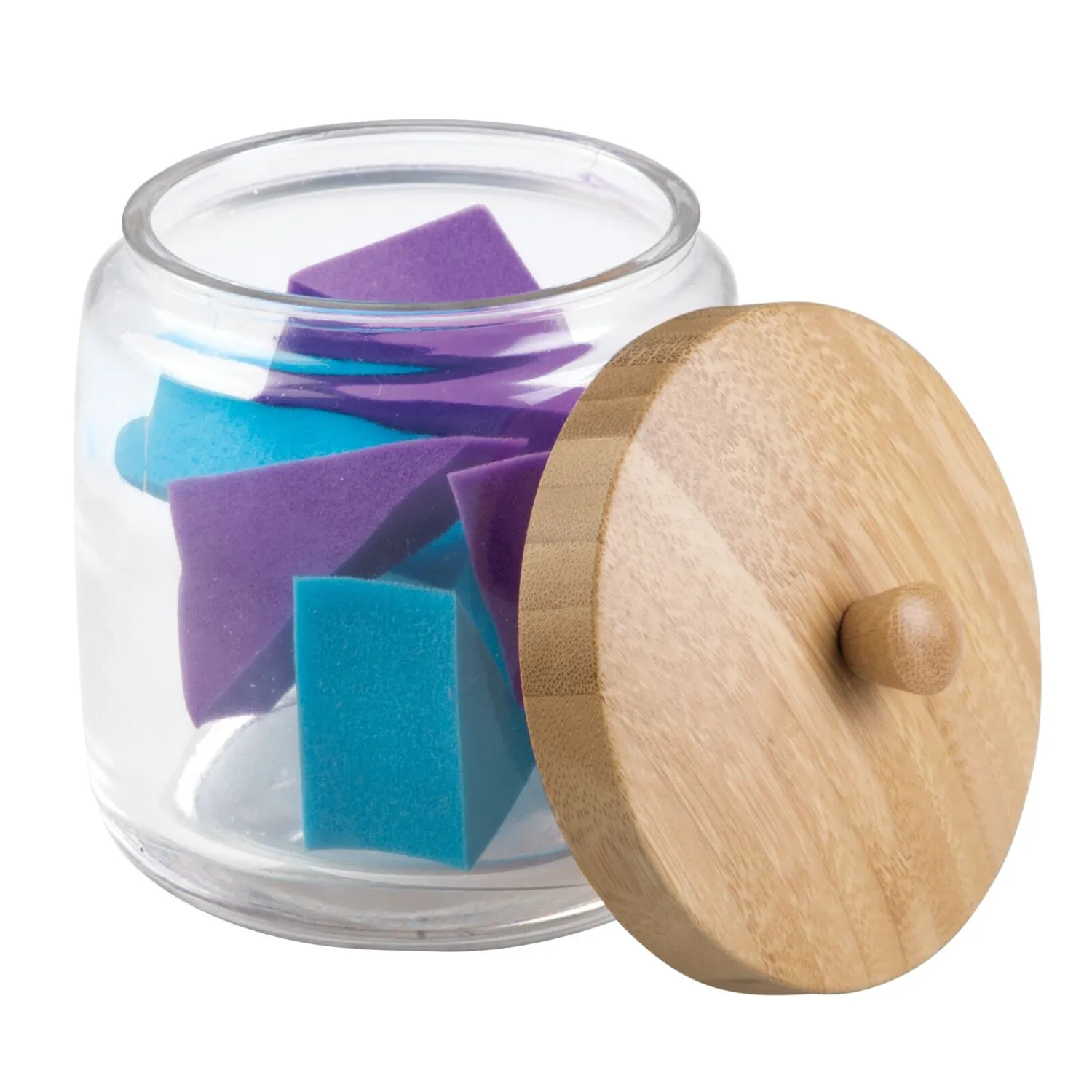 mDesign Wattepadspender Glas Bambus 2er-Set