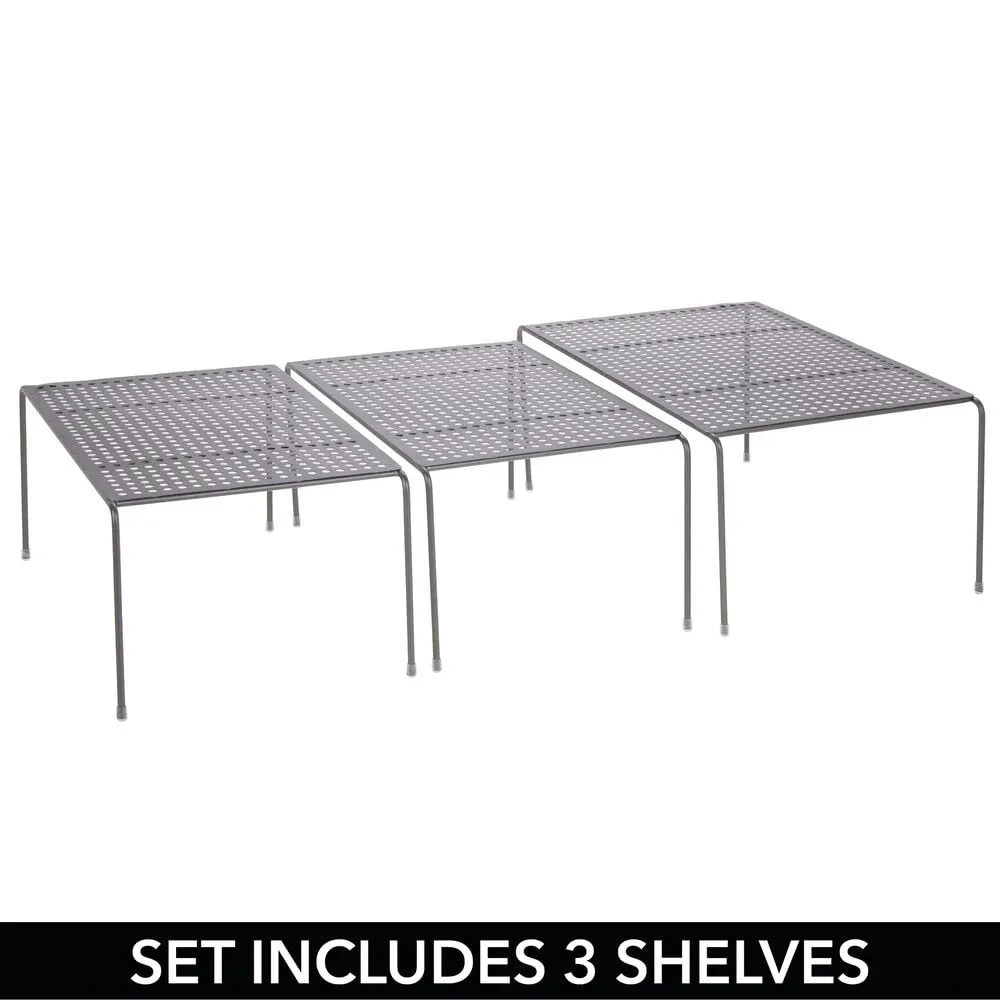 mDesign 02602 Küchenregal 3er Set grau ausziehbar Metall