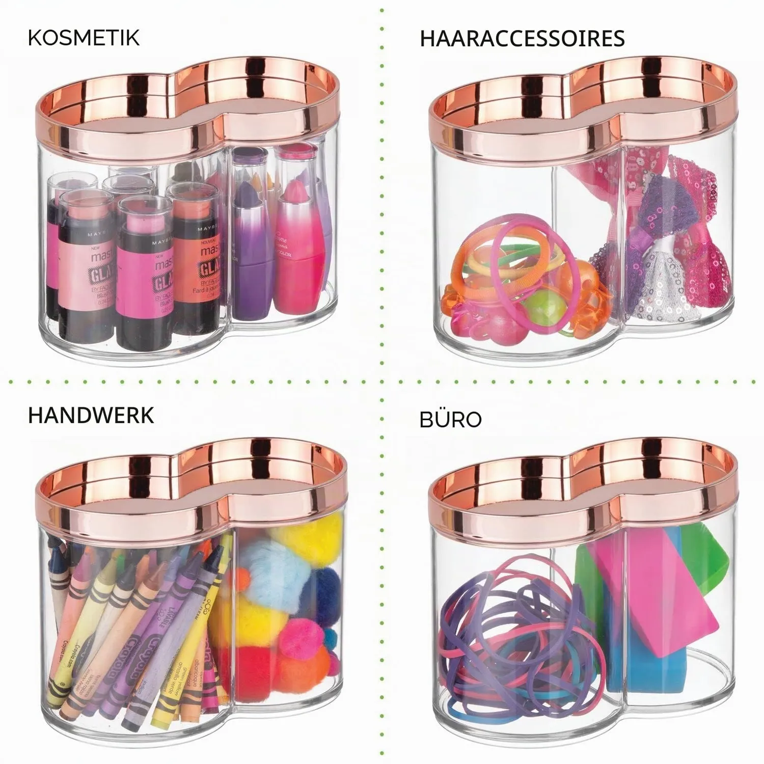 mDesign Kosmetikorganizer 2er-Set roségold stapelbar