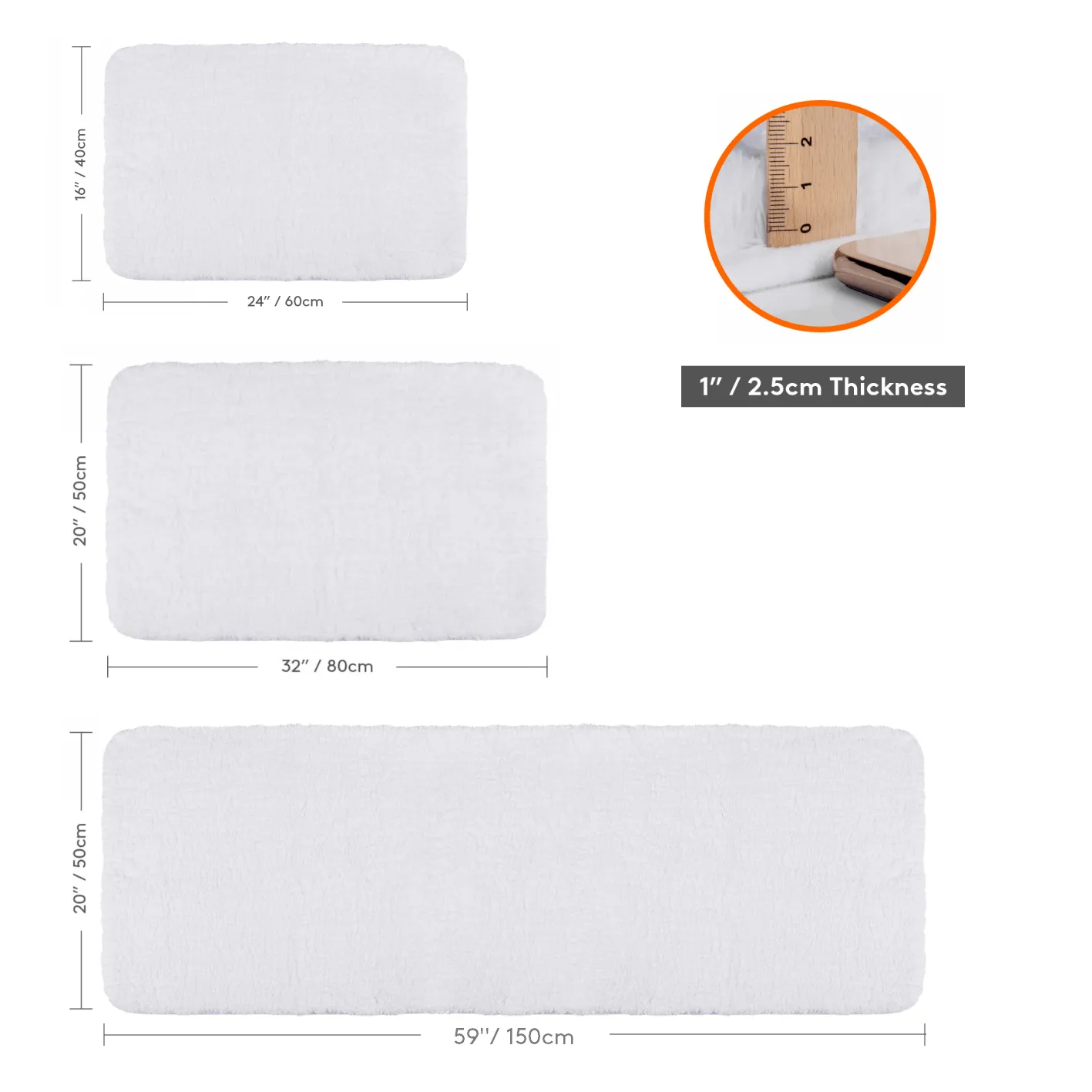 Lifewit Badematte Badteppich 81x51 cm Grau saugstark
