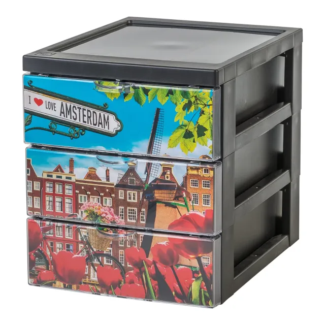 Iris Ohyama SCF-A5 Mini-Schubladenbox Amsterdam 3 Fächer