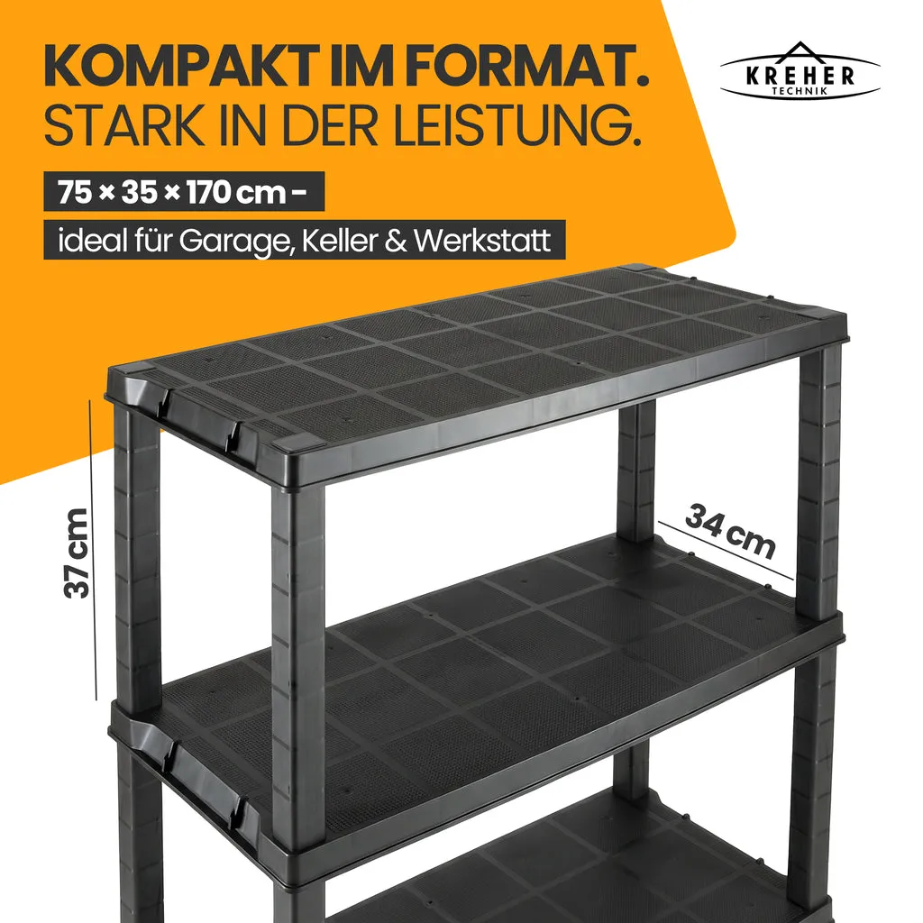 Kreher Evo Schwerlastregal 5 Böden 2er Set schwarz 35 kg