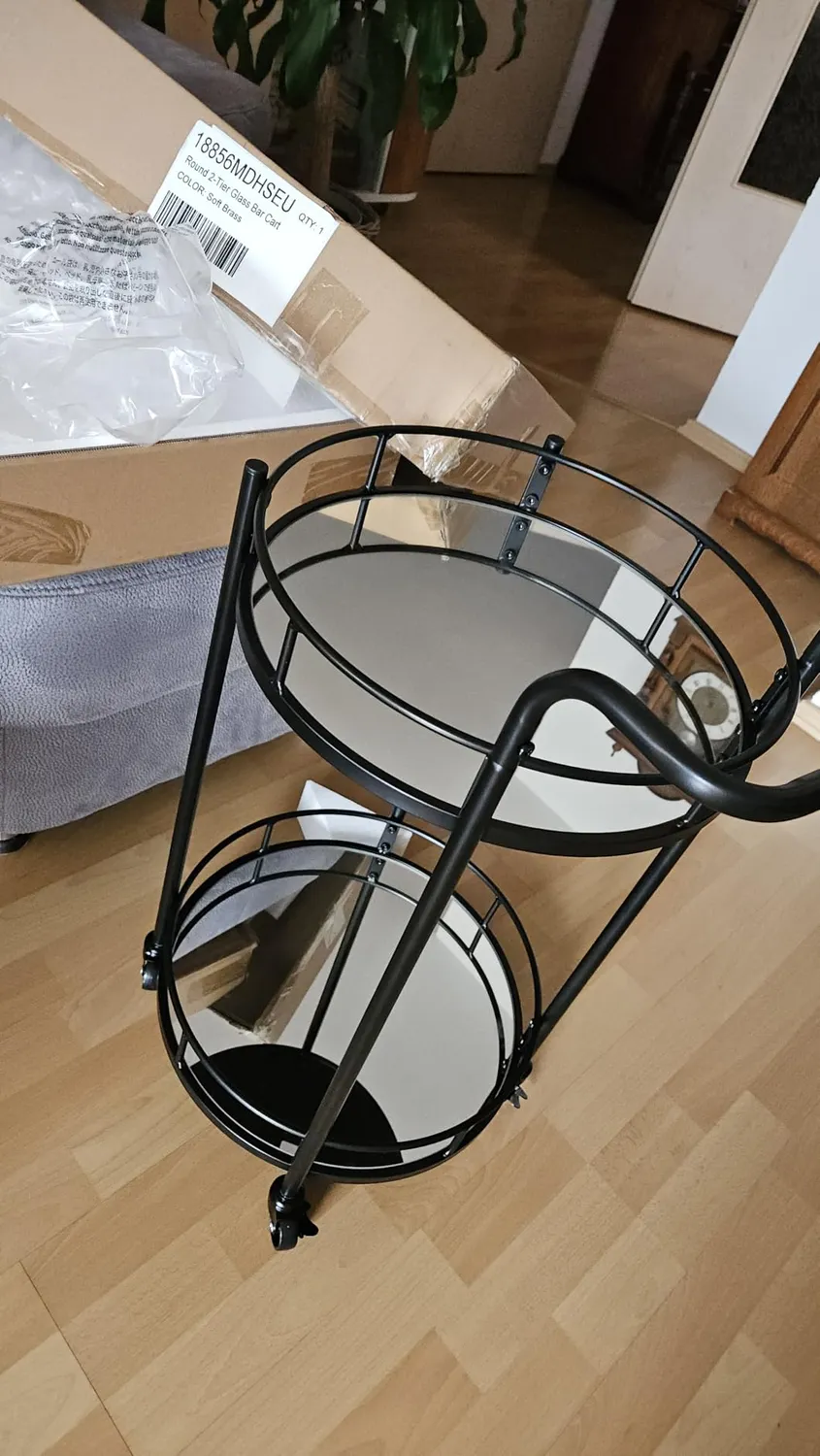 M Design Servierwagen Metall 2-stöckig messing