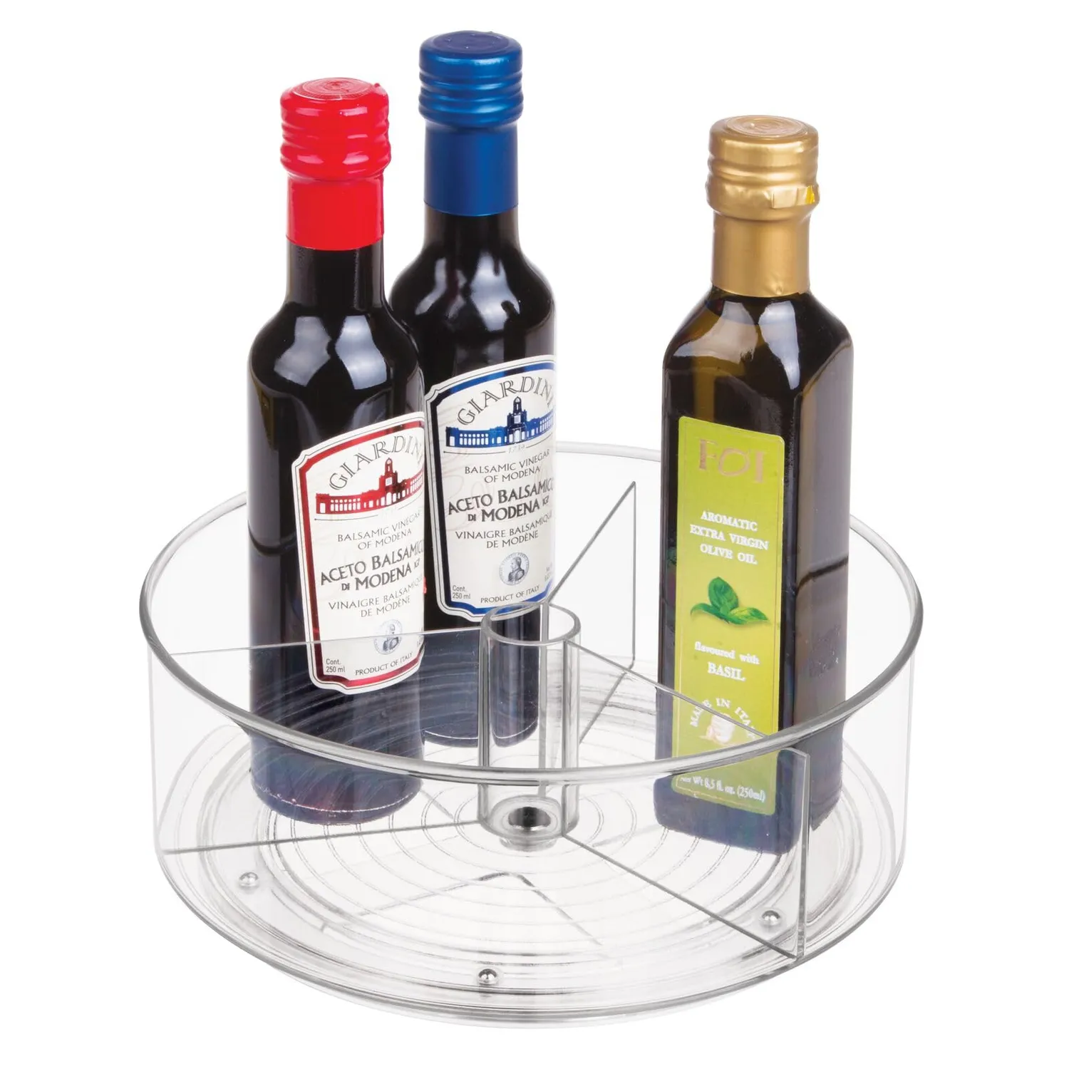 mDesign Lazy Susan Drehteller transparent für Kühlschrank