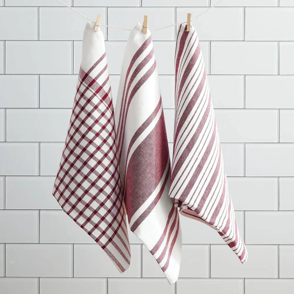 mDesign Geschirrtücher 3er-Set Rot Baumwolle 38x63 cm