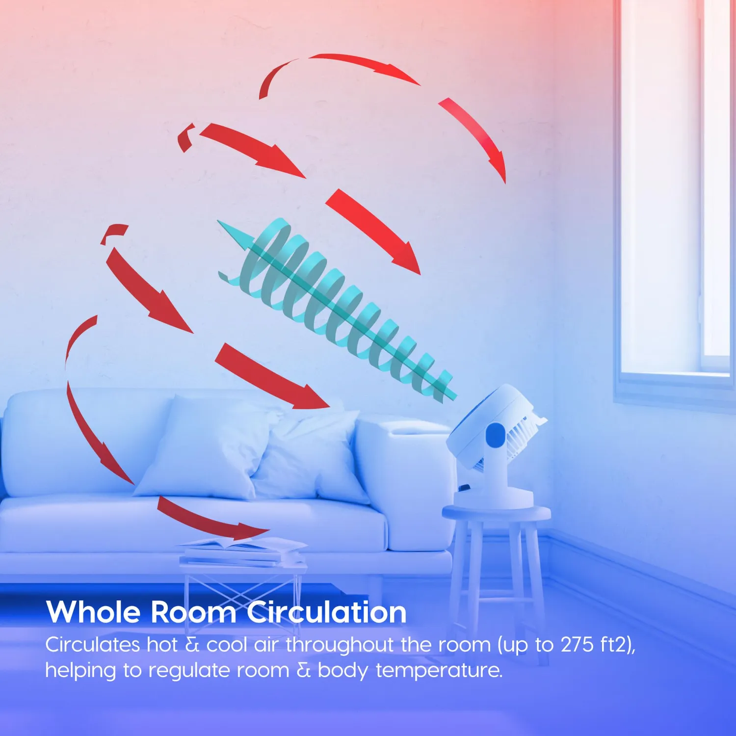 Iris Ohyama Woozoo PCF-HD18N Tischventilator Weiß 23 m²