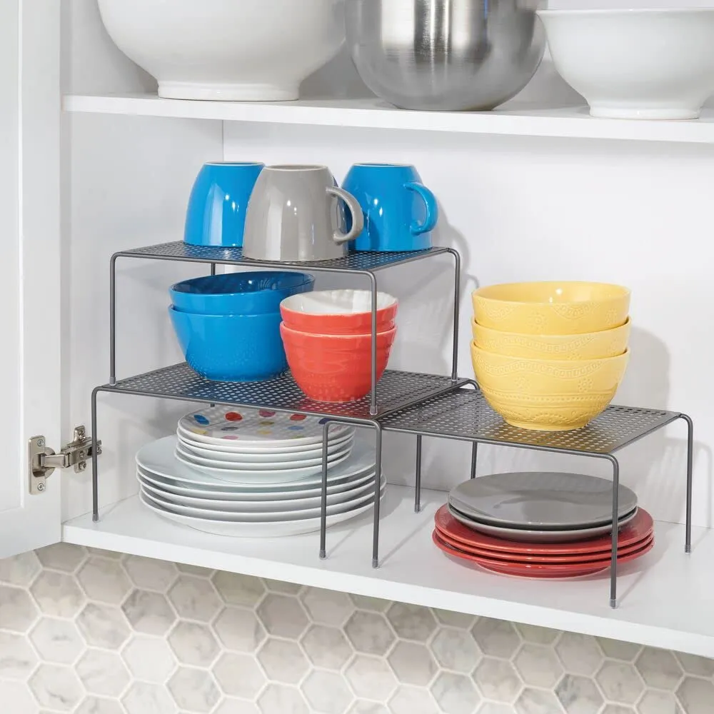 mDesign 02602 Küchenregal 3er Set grau ausziehbar Metall