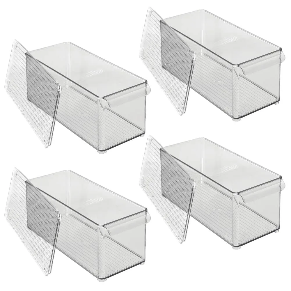 mDesign Aufbewahrungsbox mit Deckel 4er-Set rauchgrau BPA-frei