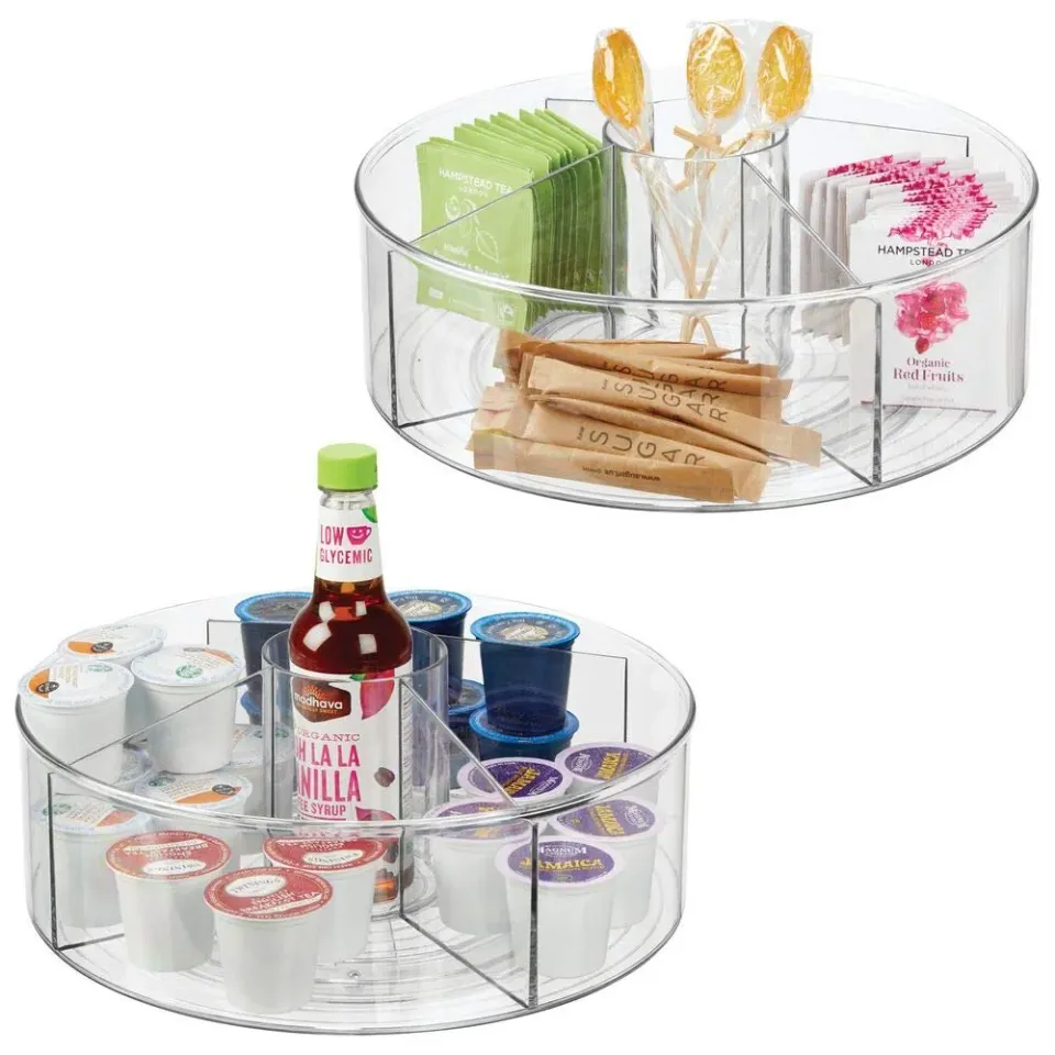 mDesign Drehteller Lazy Susan Kunststoff klar 2er-Set
