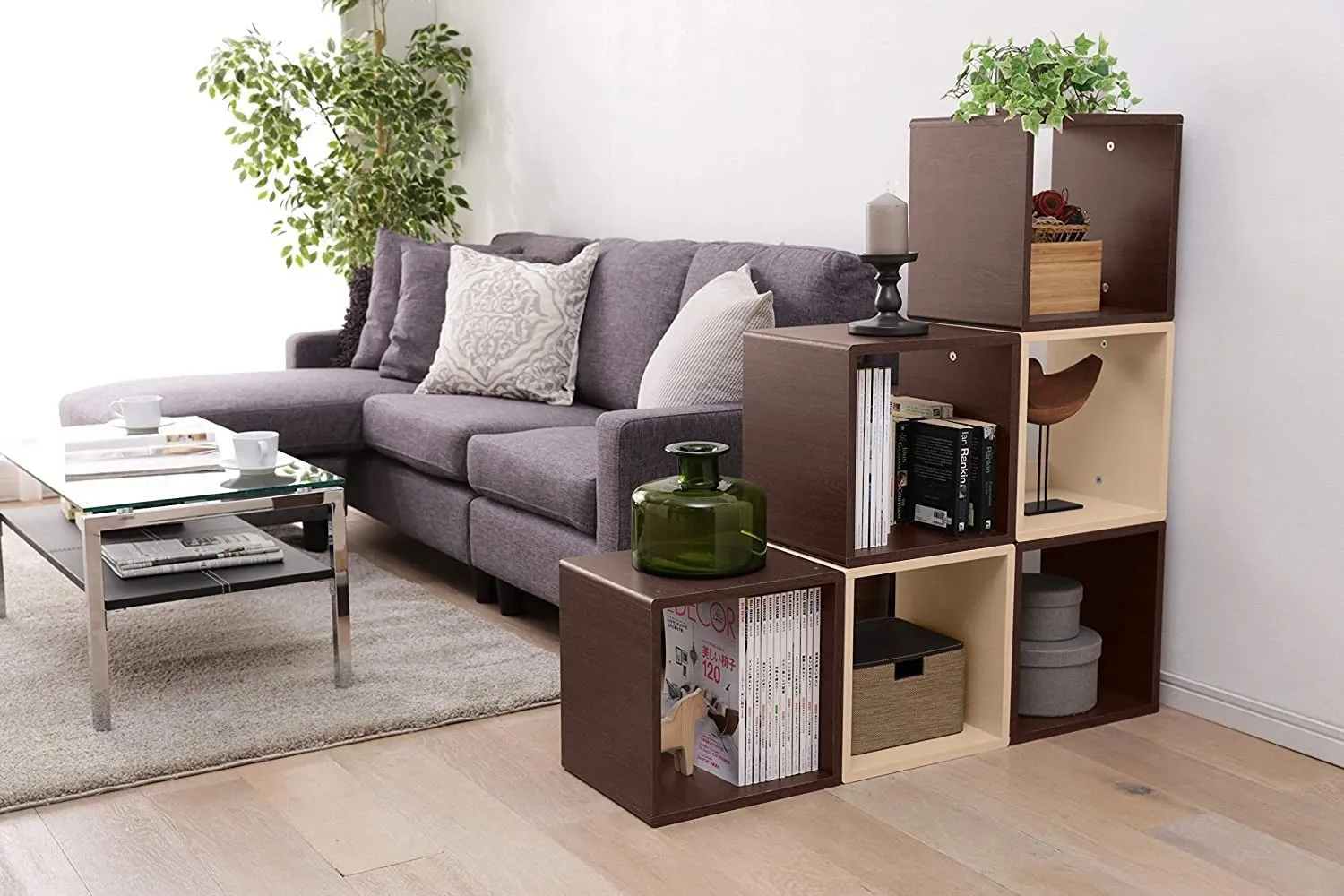 Iris Ohyama QR Box QR-34 Regalwürfel hellbraun Holz