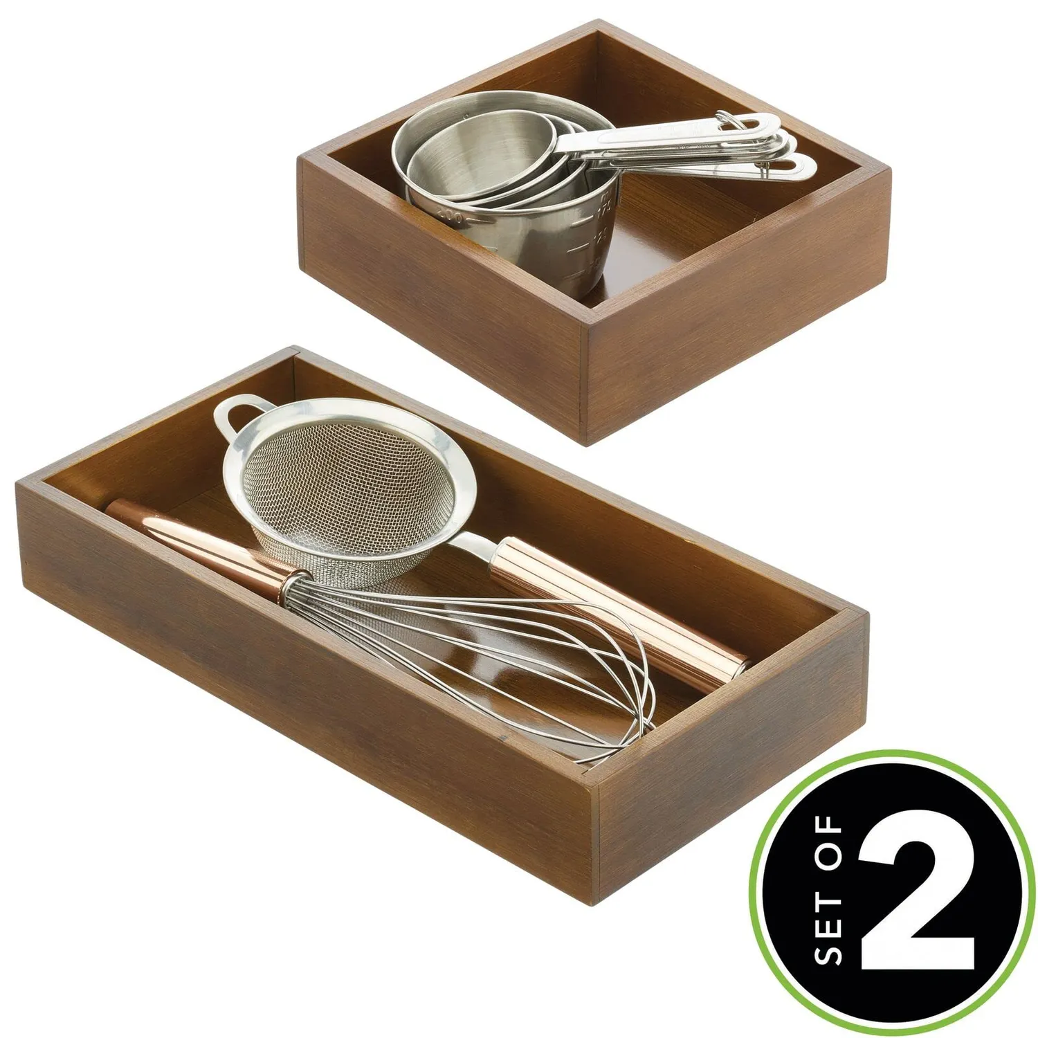 mDesign Bambus Aufbewahrungsbox 2er-Set braun