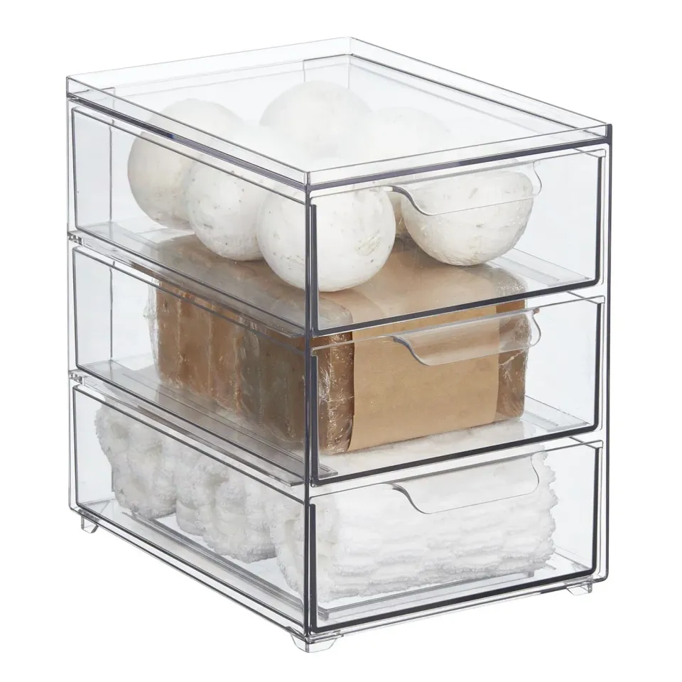 mDesign Kosmetikorganizer Schubladenbox 3 Schubladen transparent