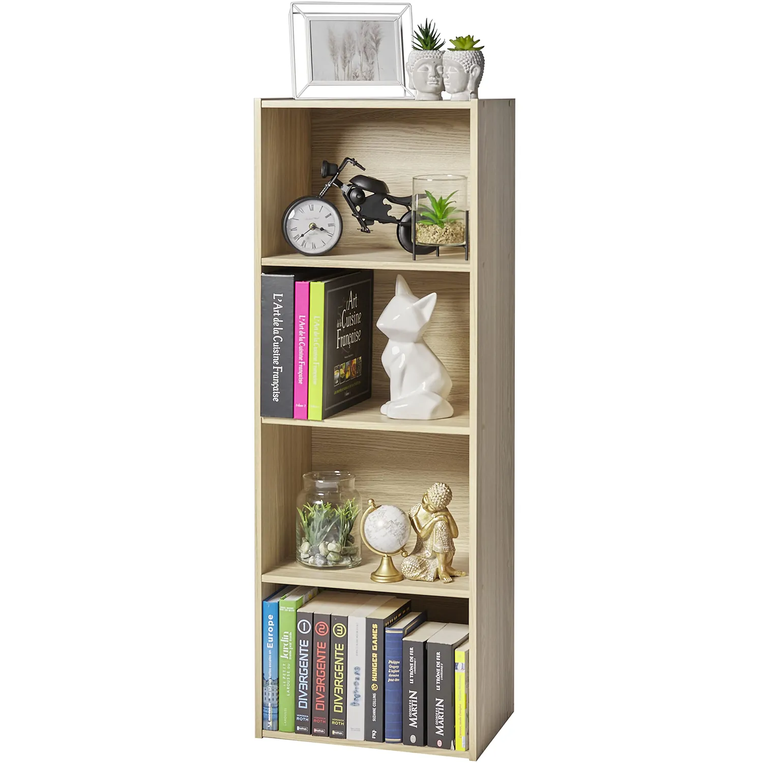 Iris Ohyama CX-4 Bücherregal 4 Fächer hellbraun schmal