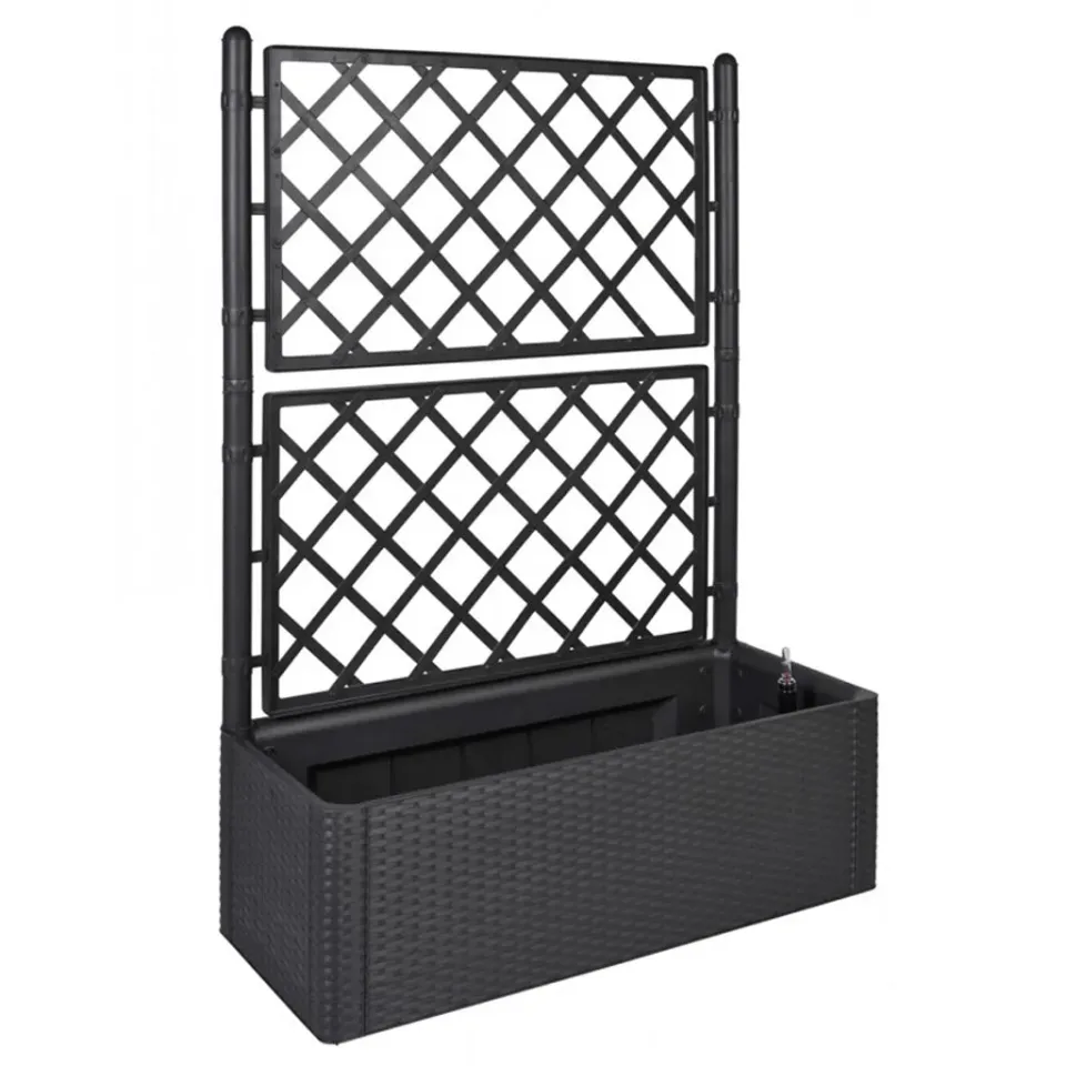 Kreher XL Spalier Pflanzkasten Rattan 100 cm Anthrazit 90 L Rankhilfe