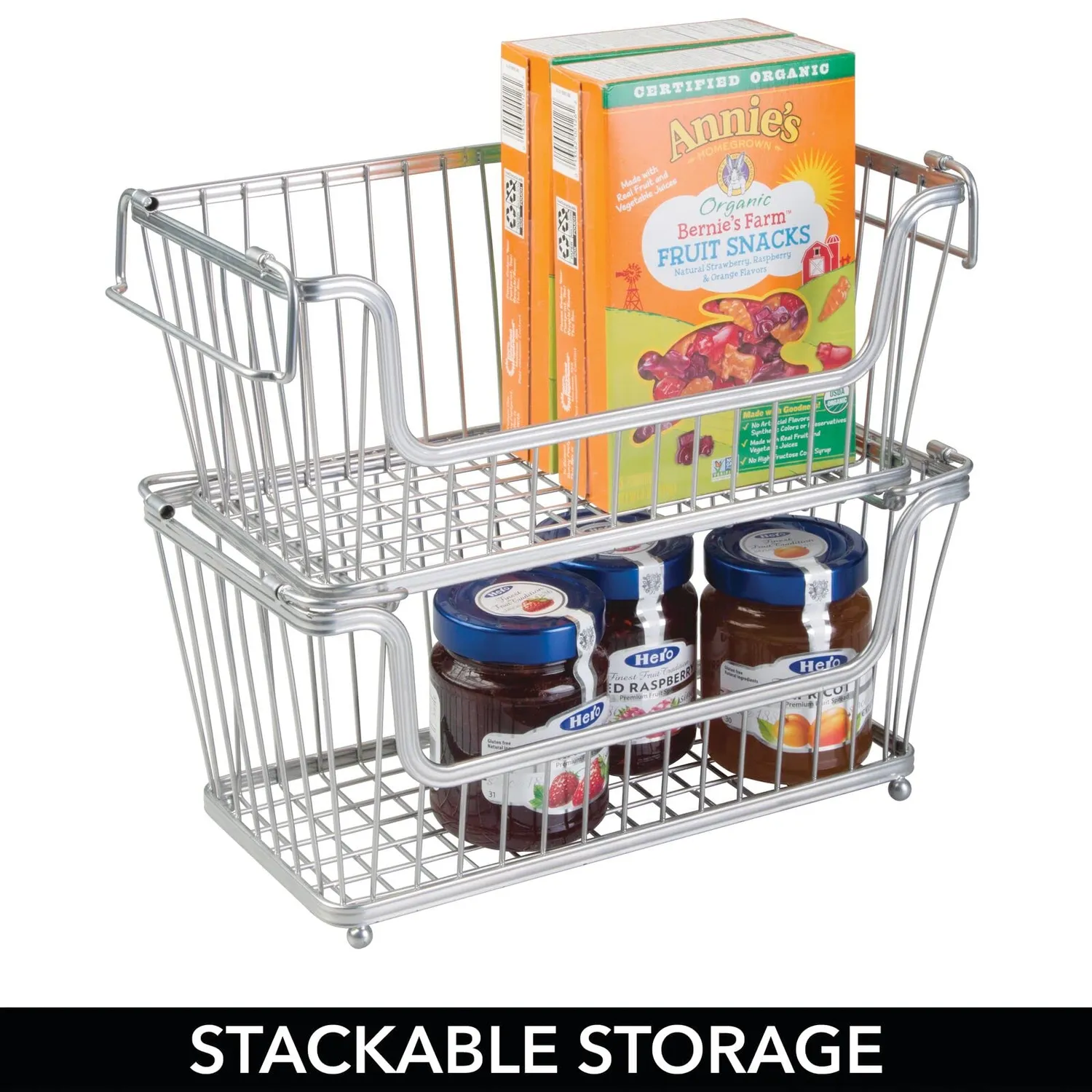 mDesign 06100MDKEU Drahtkorb 6er-Set silber stapelbar