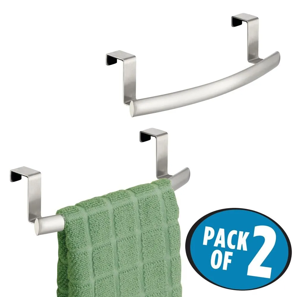 mDesign Geschirrtuchhalter Schranktür 2er-Set silber Metall