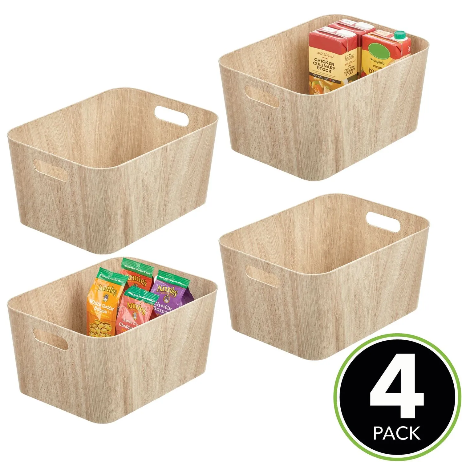 M Design Aufbewahrungsbox Karton 4er-Set weiß mit Griffen