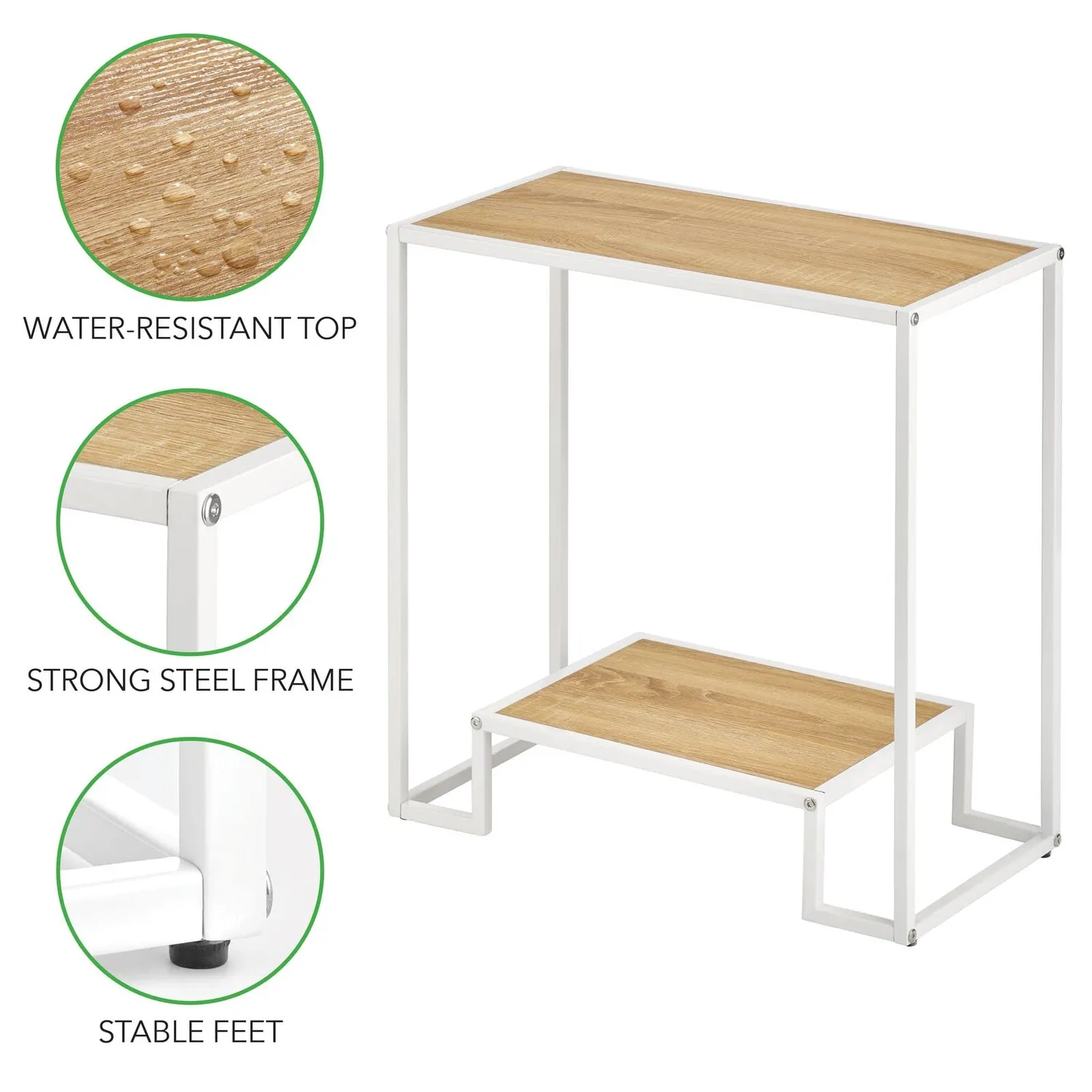 M Design Beistelltisch 2-stöckig weiß braun Metall Holz