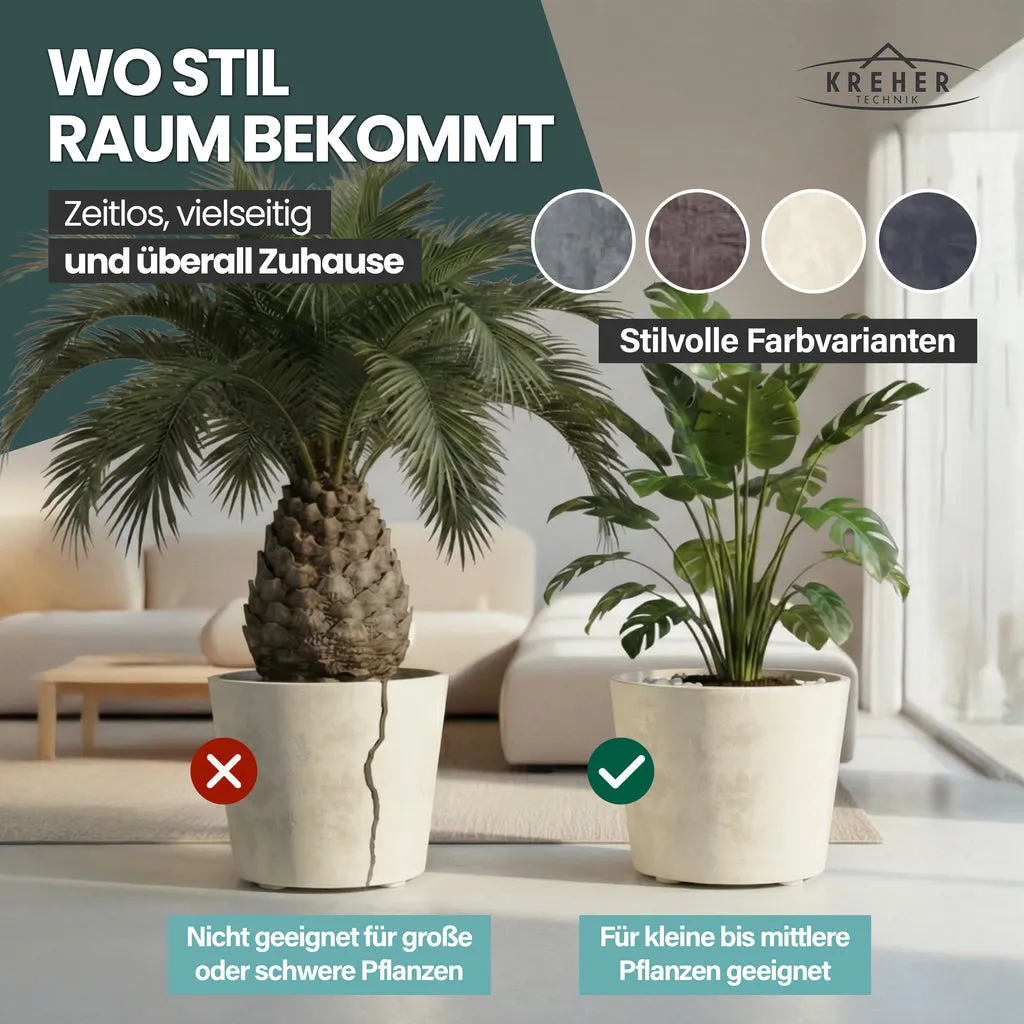 Kreher Millennium 80 Liter Pflanzkübel rund Creme 2er Set