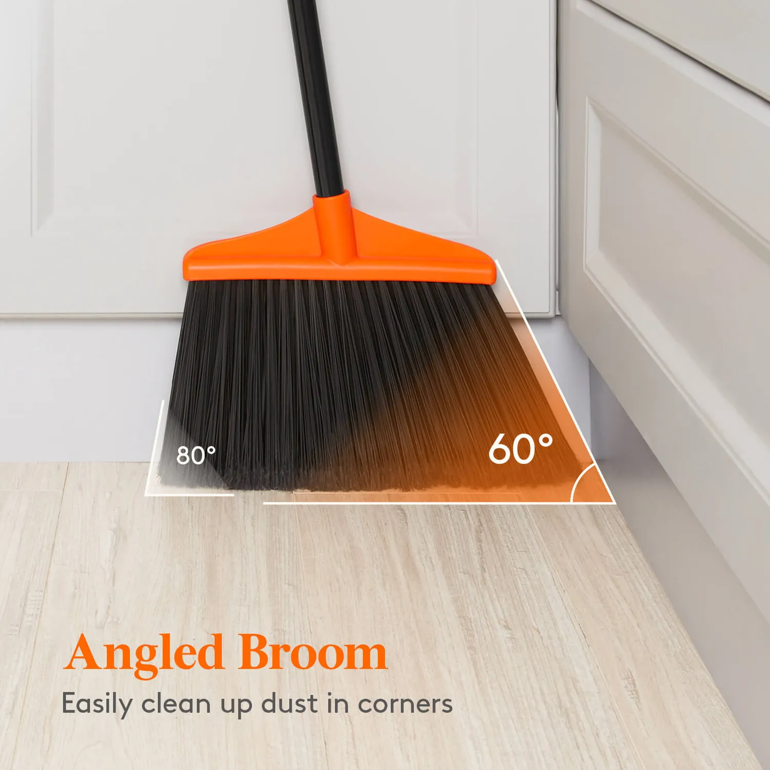 Lifewit Kehrbesen mit Stiel Winkelbesen Outdoor Orange