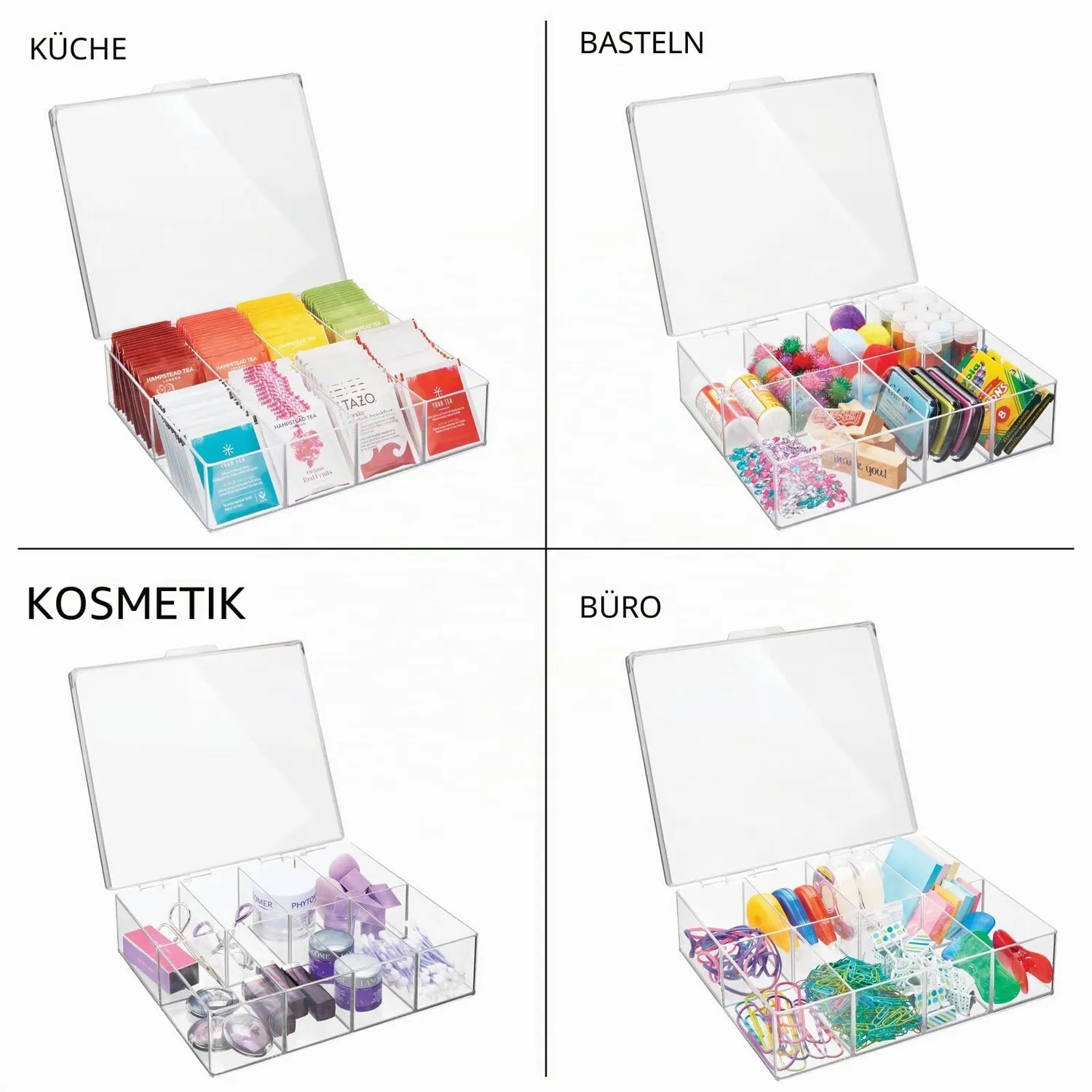 mDesign Küchen Organizer Aufbewahrungsbox 8 Fächer 2er-Set