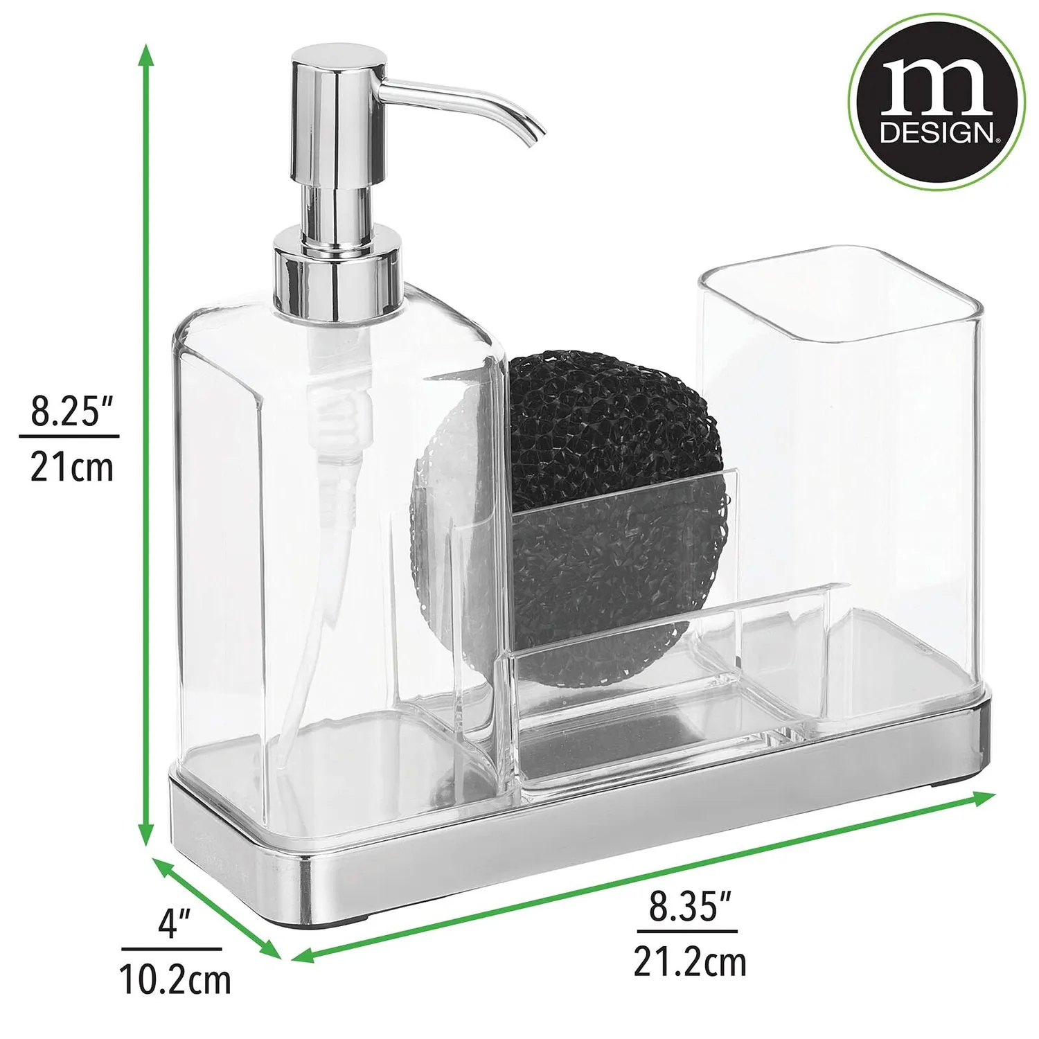mDesign Omni Seifenspender Organizer chrom 473ml