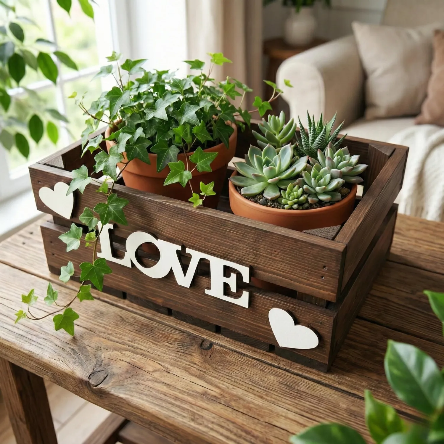 GoodFreshDecor Love Holzkiste 30x20x12 cm Braun Geschenkbox