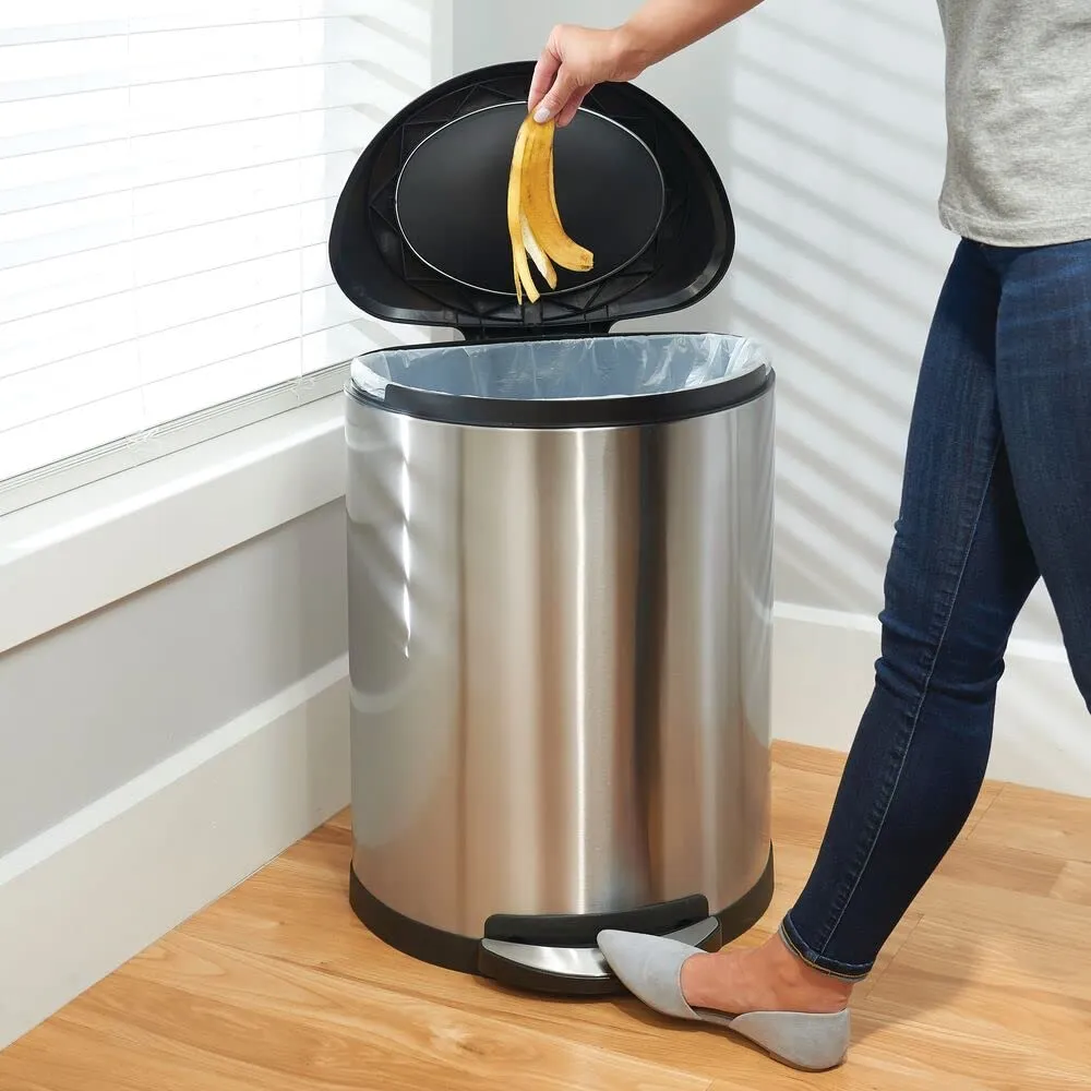 mDesign Tretmülleimer Edelstahl 45 Liter mattsilber