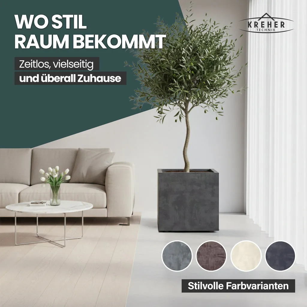 Kreher Millennium 80 Liter Pflanzkübel eckig Anthrazit 2er Set UV-beständig