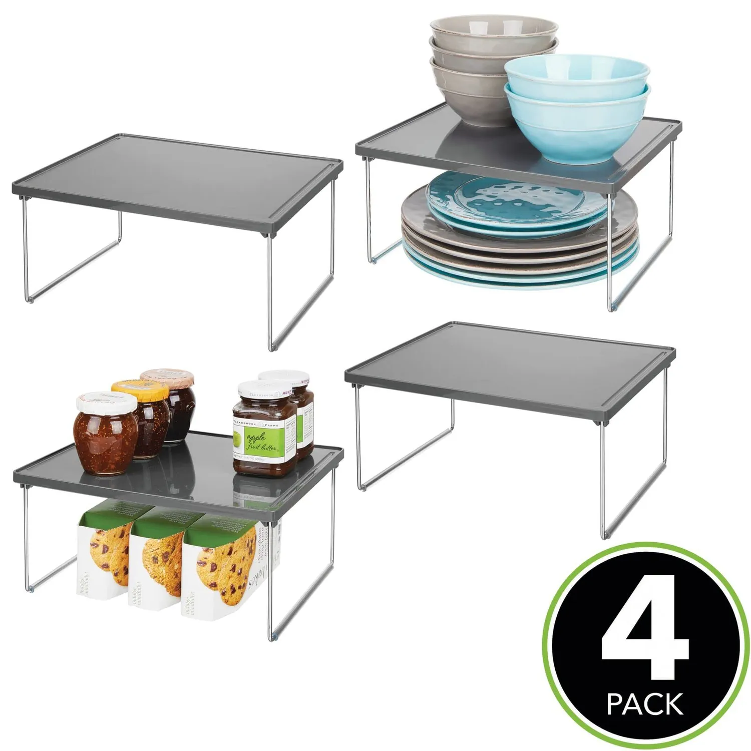 mDesign 06878MDKEU Küchenregal 4er-Set grau faltbar