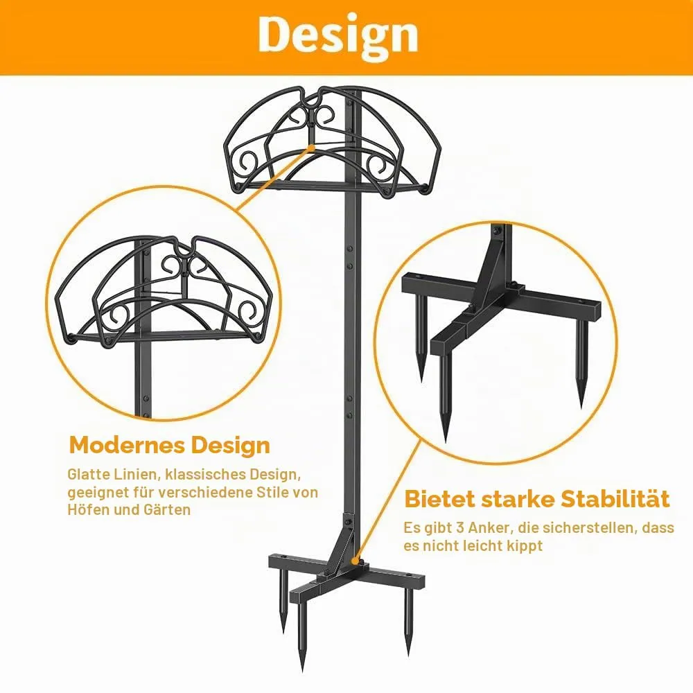 BOMCLAP Gartenschlauchhalter freistehend Metall schwarz Ablage
