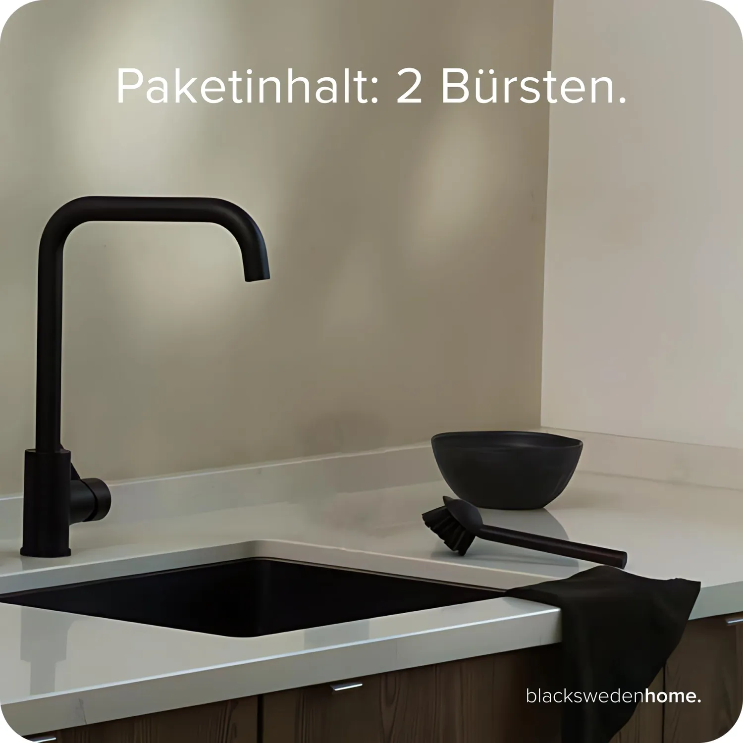 blackswedenhome Spülbürste Geschirrbürste schwarz 2 Stück hart
